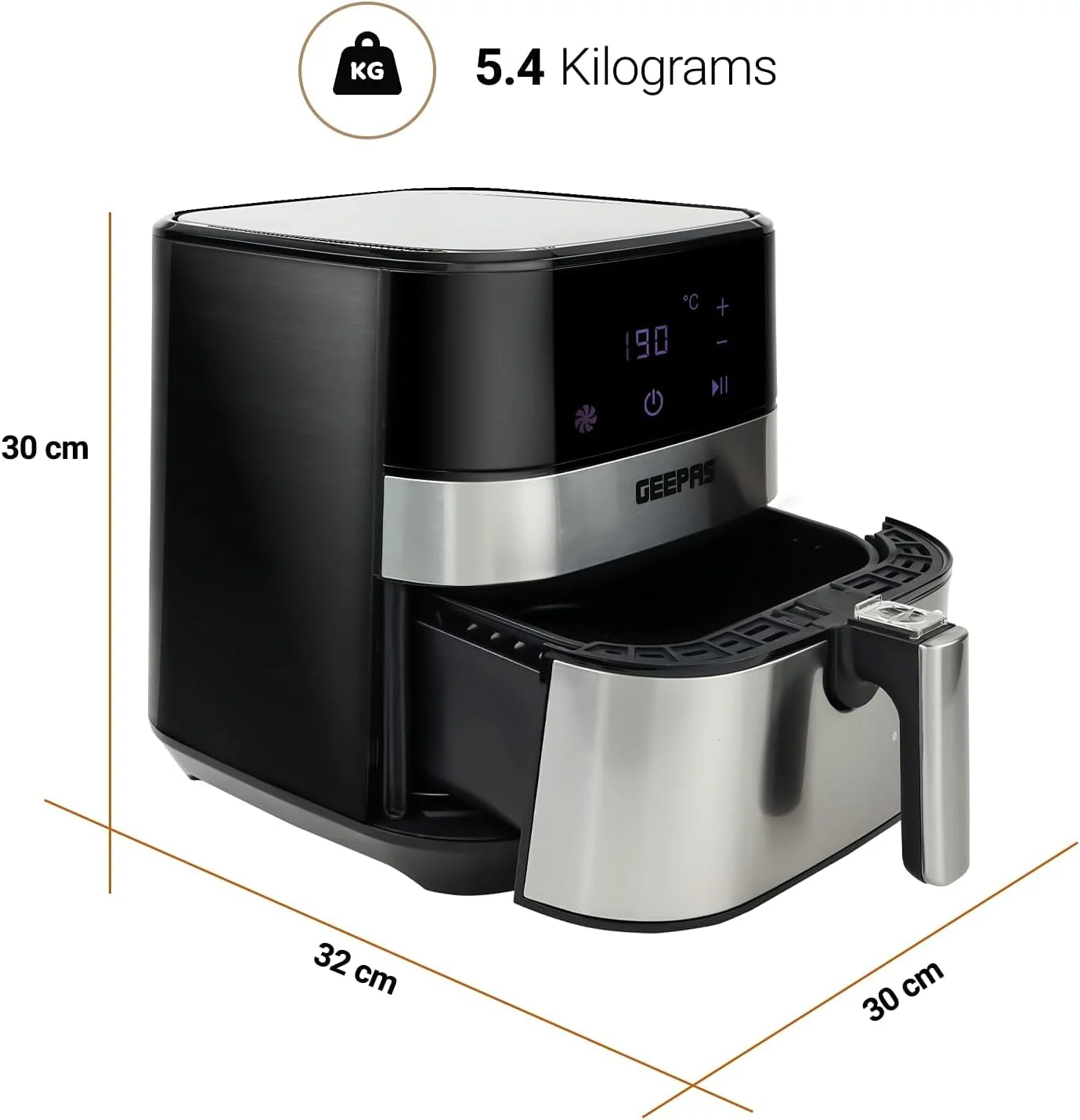 سرخ کن هوا Geepas 1700W - سرخ کن های هوا گرم، سرخ کن برقی 5 لیتری با صفحه لمسی دیجیتال و پیش گرمایش، تایمر 60 دقیقه ای، نمایشگر LED، خاموش شدن خودکار "حداقل 1 سال گارانتی سازنده" سرخ کن هوا Geepas 1700W - سرخ کن های هوا گرم، سرخ کن برقی 5 لیتری با صفحه لمسی دیجیتال و پیش گرمایش، تایمر 60 دقیقه ای، نمایشگر LED، خاموش شدن خودکار "حداقل 1 سال گارانتی سازنده"