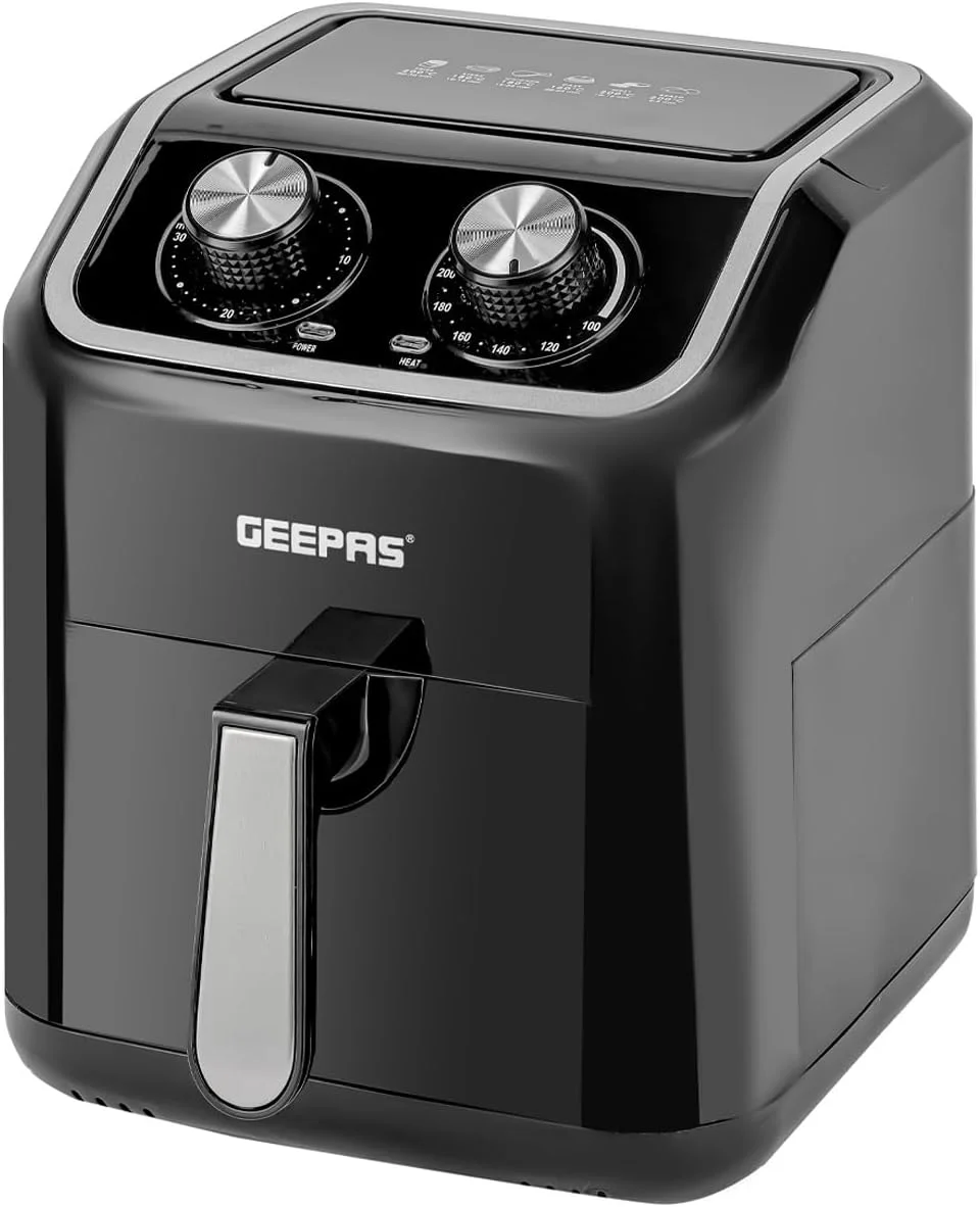 سرخ کن هواپز دیجیتال 5 لیتری Geepas Vortex - سرخ کن هواپز همرفتی با صفحه لمسی LED، تایمر 30 دقیقه ای و سبد نچسب - فر توستر بدون روغن، 2 سال گارانتی، 1600 وات، مشکی سرخ کن هواپز دیجیتال 5 لیتری Geepas Vortex - سرخ کن هواپز همرفتی با صفحه لمسی LED، تایمر 30 دقیقه ای و سبد نچسب - فر توستر بدون روغن، 2 سال گارانتی، 1600 وات، مشکی
