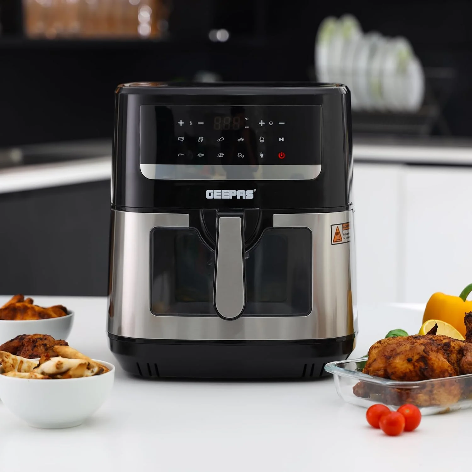 سرخ کن هوا دوگانه دیجیتال Geepas مدل GAF37544 | 2150 وات، ظرفیت 9.2 لیتر | پخت و پز بدون روغن، 9 برنامه از پیش تعیین شده | صفحه کنترل لمسی، تایمر و کنترل دما، سبد نچسب سرخ کن هوا دوگانه دیجیتال Geepas مدل GAF37544 | 2150 وات، ظرفیت 9.2 لیتر | پخت و پز بدون روغن، 9 برنامه از پیش تعیین شده | صفحه کنترل لمسی، تایمر و کنترل دما، سبد نچسب