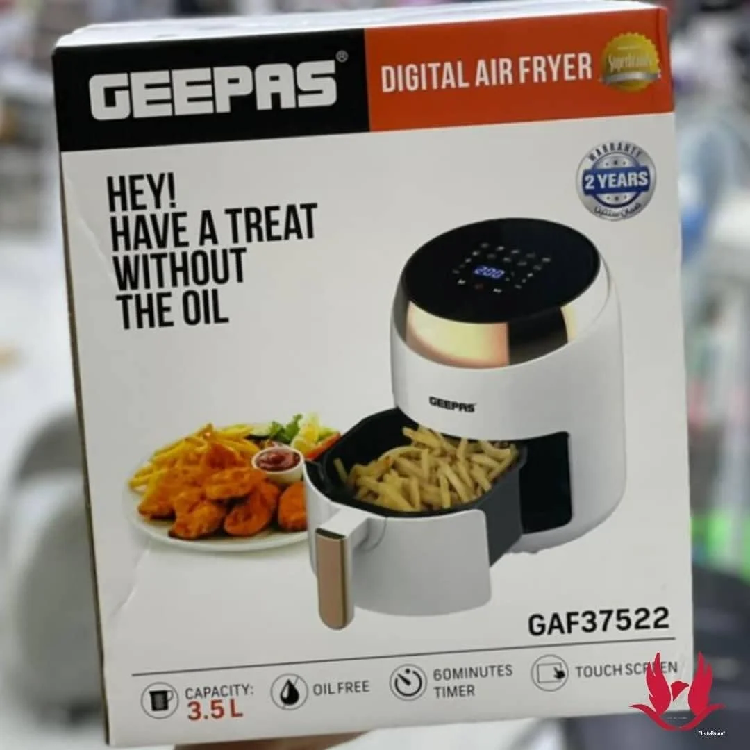 سرخ کن هوا دیجیتال Geepas با ظرفیت 3.5 لیتر، فناوری گردش هوای گرم 1400 وات برای پخت و پز بدون روغن، کم چرب، سرخ کردن خشک، غذای سالم، سبد نچسب، محافظت در برابر گرمای بیش از حد، 2 سال گارانتی، سفید سرخ کن هوا دیجیتال Geepas با ظرفیت 3.5 لیتر، فناوری گردش هوای گرم 1400 وات برای پخت و پز بدون روغن، کم چرب، سرخ کردن خشک، غذای سالم، سبد نچسب، محافظت در برابر گرمای بیش از حد، 2 سال گارانتی، سفید