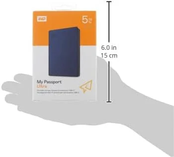 هارد اکسترنال قابل حمل وسترن دیجیتال مدل My Passport Ultra با ظرفیت 5 ترابایت، رنگ آبی، سازگار با USB-C و USB 3.1 - BFTM0050BBL-WESN هارد اکسترنال قابل حمل وسترن دیجیتال مدل My Passport Ultra با ظرفیت 5 ترابایت، رنگ آبی، سازگار با USB-C و USB 3.1 - BFTM0050BBL-WESN