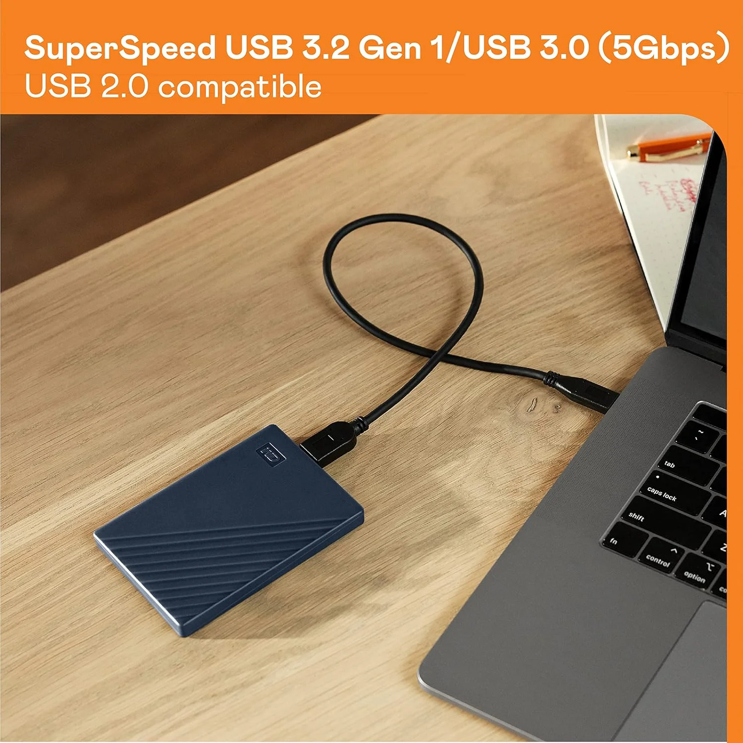 هارد اکسترنال قابل حمل دبلیو دی My Passport برای مک - 4 ترابایت - آبی، USB-C/USB-A - Wdba2F0040Bbl-Wesn