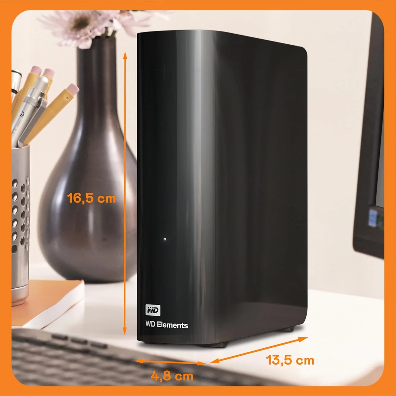 هارد اکسترنال 24 ترابایتی WD Elements، حافظه HDD دسکتاپ، سازگار با USB 3.0، سرعت انتقال سریع، حافظه Plug-and-play برای تمام عکس ها، فیلم ها، موسیقی و اسناد شما، مشکی