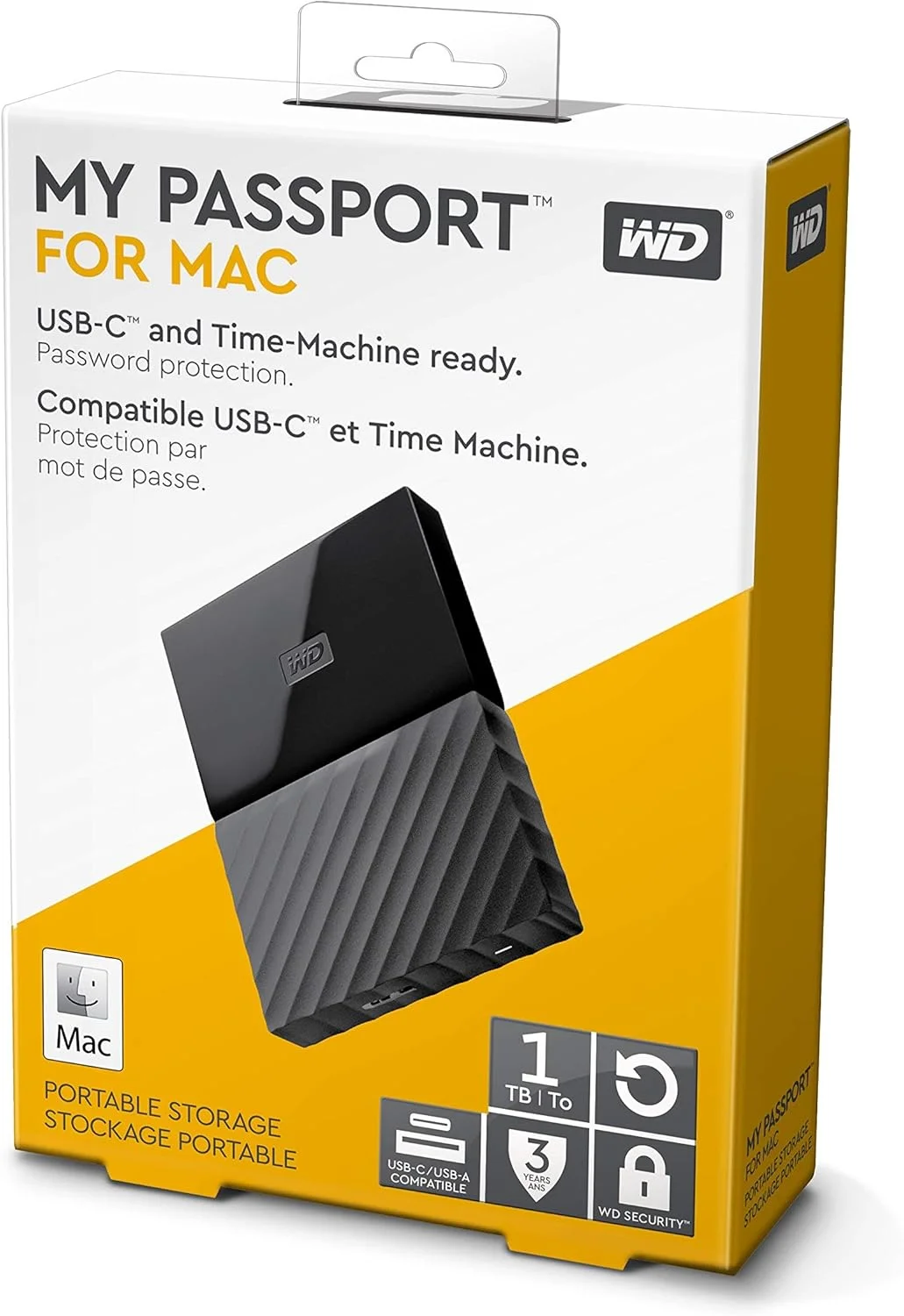 هارد اکسترنال قابل حمل وسترن دیجیتال مدل My Passport for Mac با ظرفیت 1 ترابایت، USB-C/USB-A - WDBFKF0010BBK-WESE هارد اکسترنال قابل حمل وسترن دیجیتال مدل My Passport for Mac با ظرفیت 1 ترابایت، USB-C/USB-A - WDBFKF0010BBK-WESE
