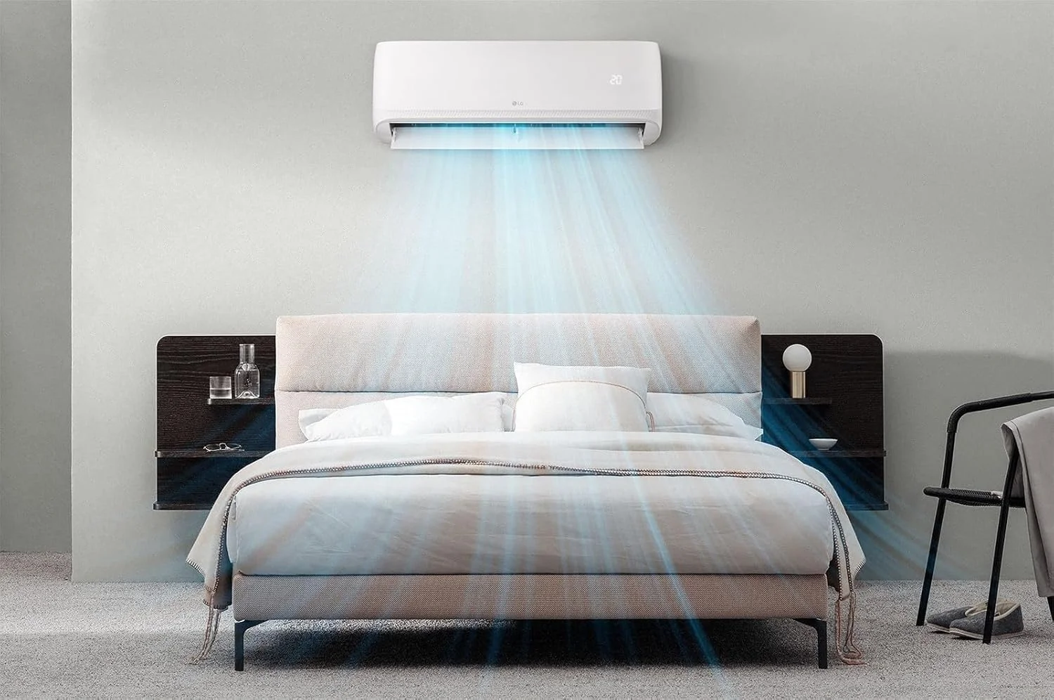 کولر گازی اسپلیت ال جی 18000 BTU 1.5 تن با کمپرسور روتاری و Wi-Fi، سفید