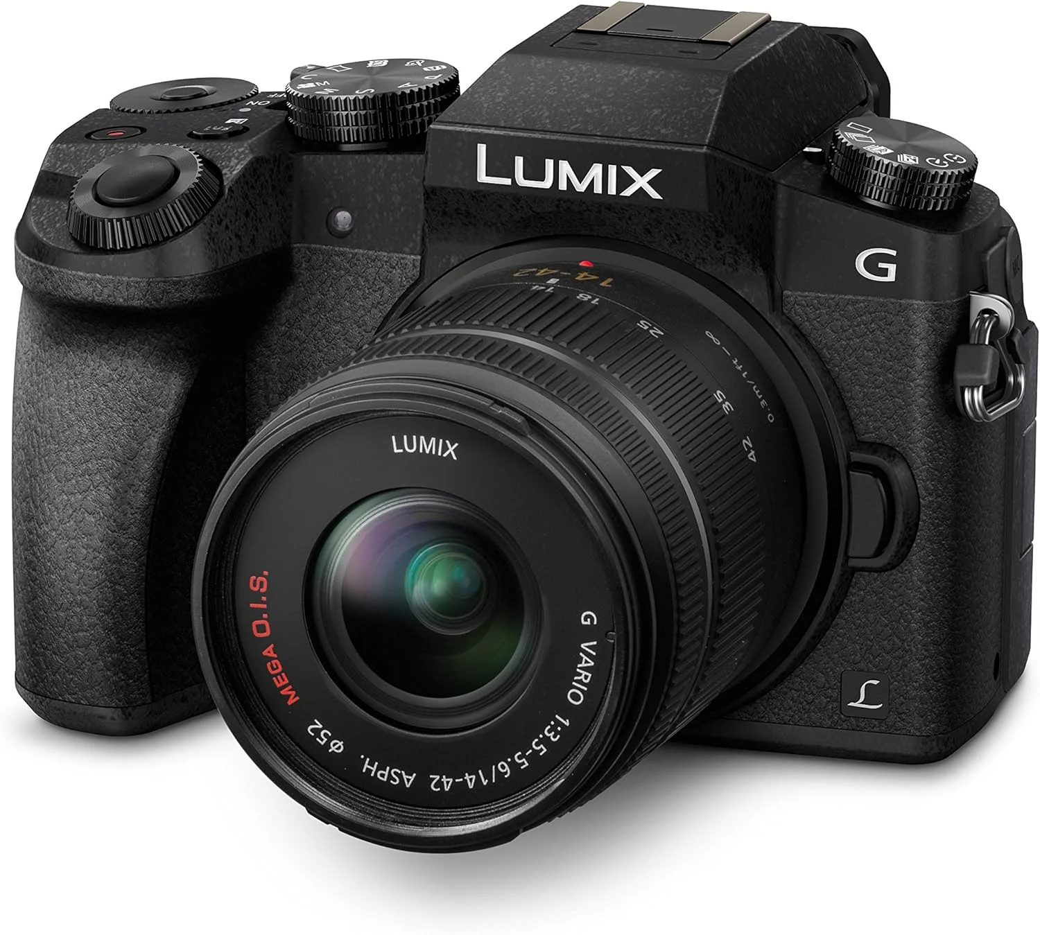 دوربین سیستم پاناسونیک Lumix G DMC-G70KAEGK با حسگر 16 مگاپیکسل، منظره‌یاب OLED، صفحه لمسی OLED 7.5 سانتی‌متری، عکس و فیلم 4K به همراه لنز H-FS14042E مشکی