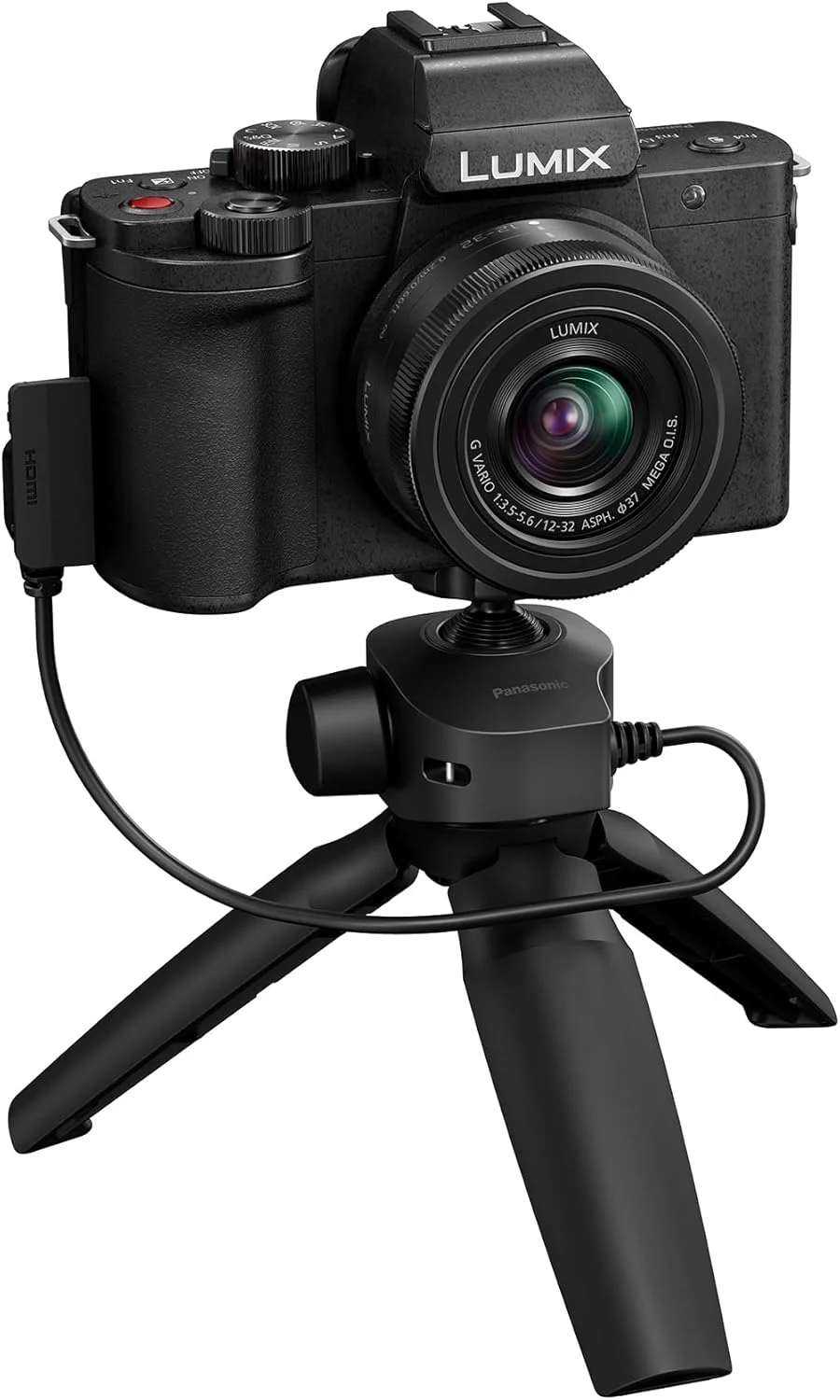 دوربین بدون آینه پاناسونیک Lumix DC-G100DVEGK Micro Four Thirds به همراه لنز Lumix G Vario 12-32mm F3.5-5.6 و دسته سه پایه DMW-SHGR2، 20.3 مگاپیکسل، فیلمبرداری 4K 30p/FHD 60، دوربین Vlog، شارژ USB-C، مشکی دوربین بدون آینه پاناسونیک Lumix DC-G100DVEGK Micro Four Thirds به همراه لنز Lumix G Vario 12-32mm F3.5-5.6 و دسته سه پایه DMW-SHGR2، 20.3 مگاپیکسل، فیلمبرداری 4K 30p/FHD 60، دوربین Vlog، شارژ USB-C، مشکی