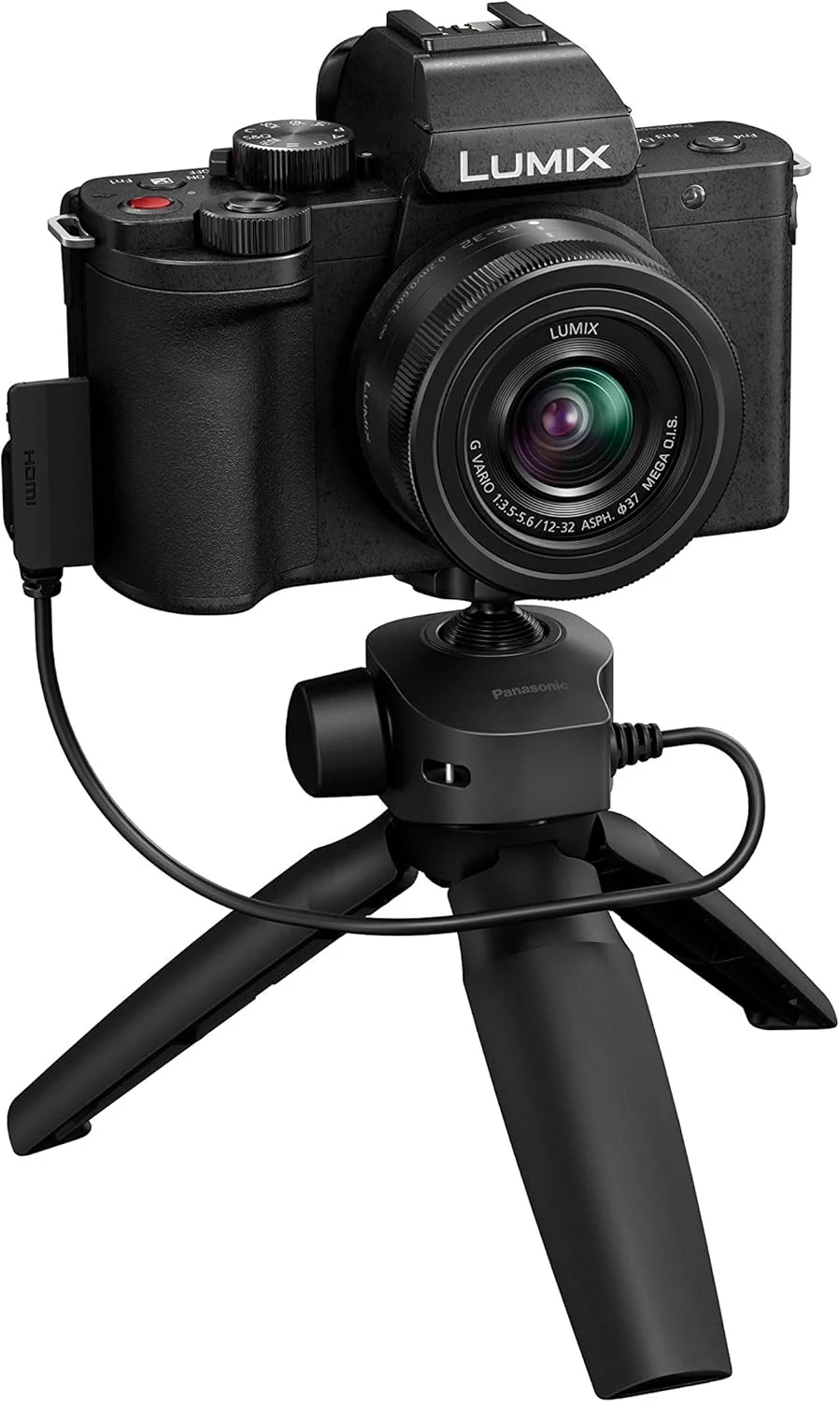 دوربین سیستم پاناسونیک Lumix DC-G110VEG-K (20 مگاپیکسل، 4K، تثبیت کننده تصویر، صفحه لمسی 7.5 سانتی متری، لنز 12-32 میلی متری، دسته سه پایه، مشکی)