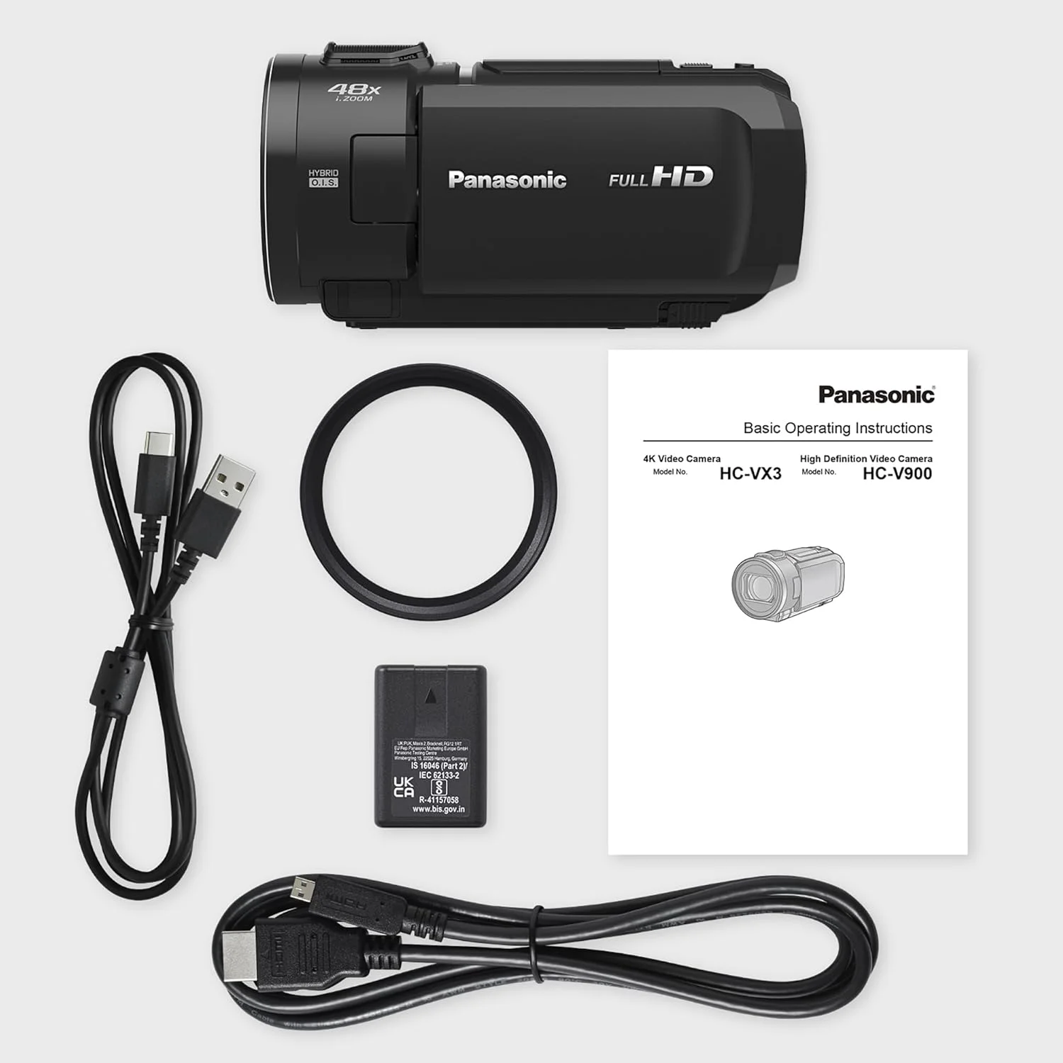 دوربین فیلمبرداری پاناسونیک HC-V900E-K Full HD، فیلمبرداری FHD، لنز واید 25 میلیمتری F1.8، زوم اپتیکال 24 برابر، لرزشگیر هیبریدی OIS+، HDR، میکروفون زوم، صفحه لمسی - مشکی دوربین فیلمبرداری پاناسونیک HC-V900E-K Full HD، فیلمبرداری FHD، لنز واید 25 میلیمتری F1.8، زوم اپتیکال 24 برابر، لرزشگیر هیبریدی OIS+، HDR، میکروفون زوم، صفحه لمسی - مشکی
