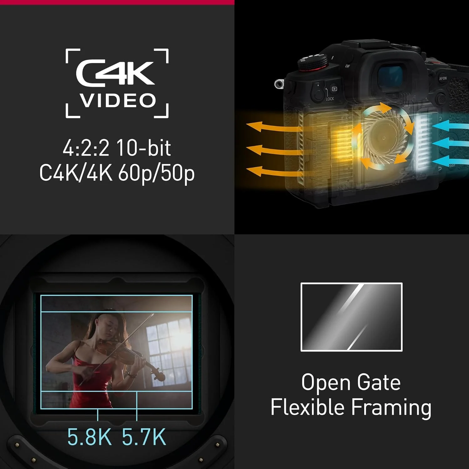 دوربین پاناسونیک Lumix DC-GH7E Micro Four Thirds، 25.2 مگاپیکسل، Open Gate، فیلمبرداری C4K/4K 4:2:2 60/50p، فوکوس خودکار هیبریدی فازی، Active IS، LUT، صدای ممیز شناور 32 بیتی، منظره یاب OLED، مانیتور چرخان، مشکی دوربین پاناسونیک Lumix DC-GH7E Micro Four Thirds، 25.2 مگاپیکسل، Open Gate، فیلمبرداری C4K/4K 4:2:2 60/50p، فوکوس خودکار هیبریدی فازی، Active IS، LUT، صدای ممیز شناور 32 بیتی، منظره یاب OLED، مانیتور چرخان، مشکی