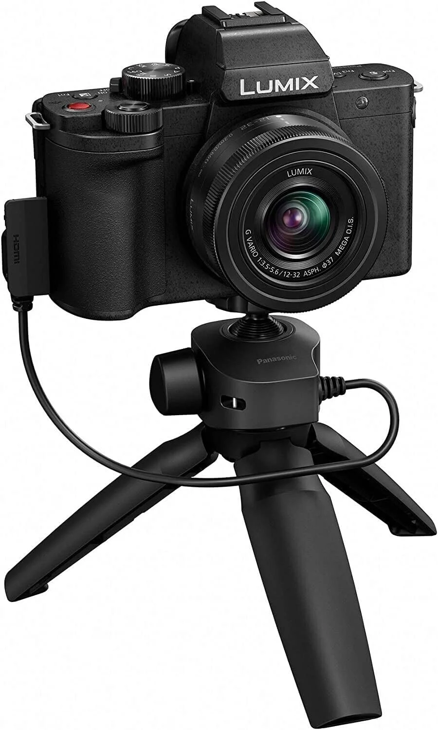 دوربین فیلمبرداری پاناسونیک LUMIX DC-G100VEB-K مخصوص ولاگ با لنز LUMIX G Vario 12-32 mm f3.5-5.6 و سه پایه SHGR1