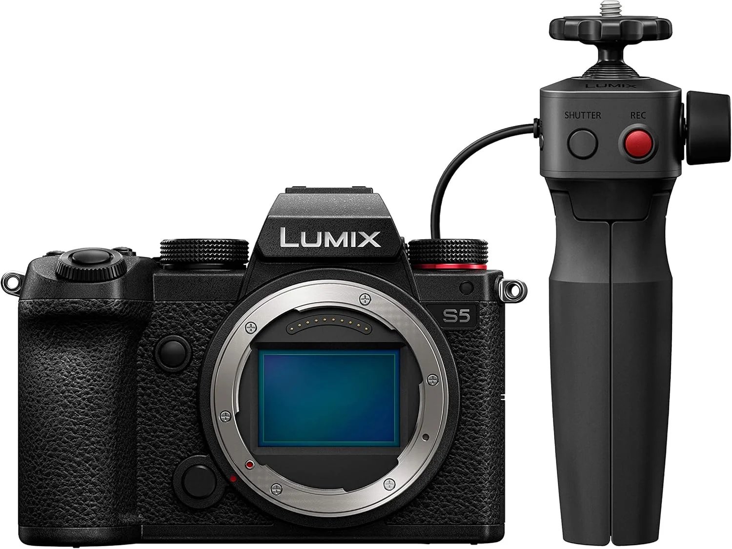 دوربین بدون آینه فول فریم پاناسونیک LUMIX DC-S5GR-KIT S5، ضبط ویدیو 4K 60P با صفحه نمایش چرخان و Wi-Fi، مانت L، لرزشگیر دوگانه 5 محوره، (مشکی) و گریپ مخصوص ولاگینگ [اختصاصی آمازون]