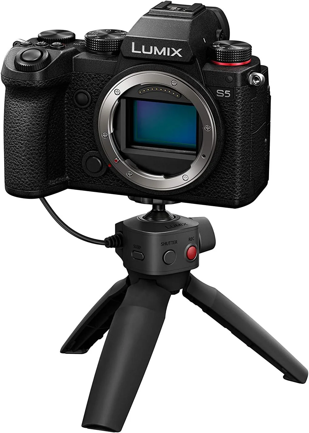 دوربین بدون آینه فول فریم پاناسونیک LUMIX DC-S5GR-KIT S5، ضبط ویدیو 4K 60P با صفحه نمایش چرخان و Wi-Fi، مانت L، لرزشگیر دوگانه 5 محوره، (مشکی) و گریپ مخصوص ولاگینگ [اختصاصی آمازون]