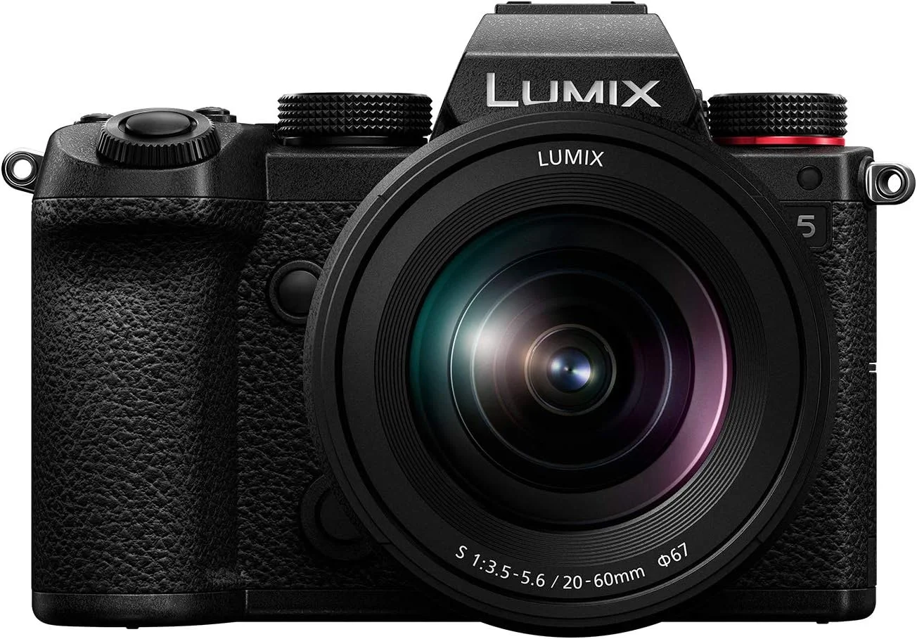 دوربین بدون آینه فول فریم پاناسونیک LUMIX S5، ضبط ویدیو 4K 60P با صفحه نمایش چرخان و WiFi، لنز LUMIX S 20-60mm F3.5-5.6، مانت L، لرزشگیر 5 محوره Dual I.S، DC-S5KK (مشکی)