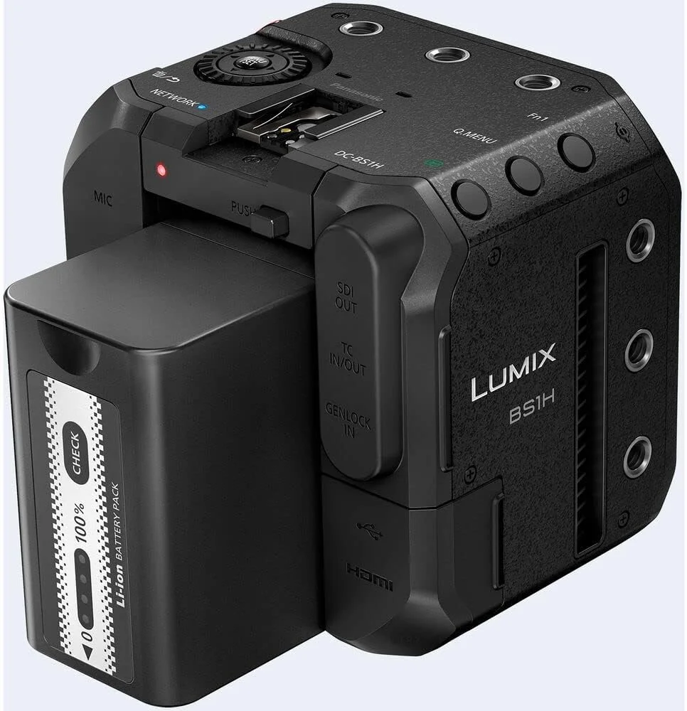 دوربین سینمایی پاناسونیک LUMIX BS1H با فرمت فول فریم، بدنه جمع و جور با قابلیت ضبط ویدیوی نامحدود 6K 24p / 5.9K 30P 10 بیتی و کنترل چند دوربینه - مشکی دوربین سینمایی پاناسونیک LUMIX BS1H با فرمت فول فریم، بدنه جمع و جور با قابلیت ضبط ویدیوی نامحدود 6K 24p / 5.9K 30P 10 بیتی و کنترل چند دوربینه - مشکی