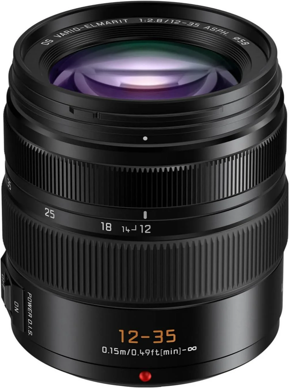 لنز دوربین پاناسونیک لومیکس سری G، 12-35 میلی‌متر F2.8 Leica DG Vario-ELMARIT لنز قابل تعویض برای دوربین‌های دیجیتال بدون آینه میکرو چهار سوم، Power O.I.S. - H-ES12035 مشکی