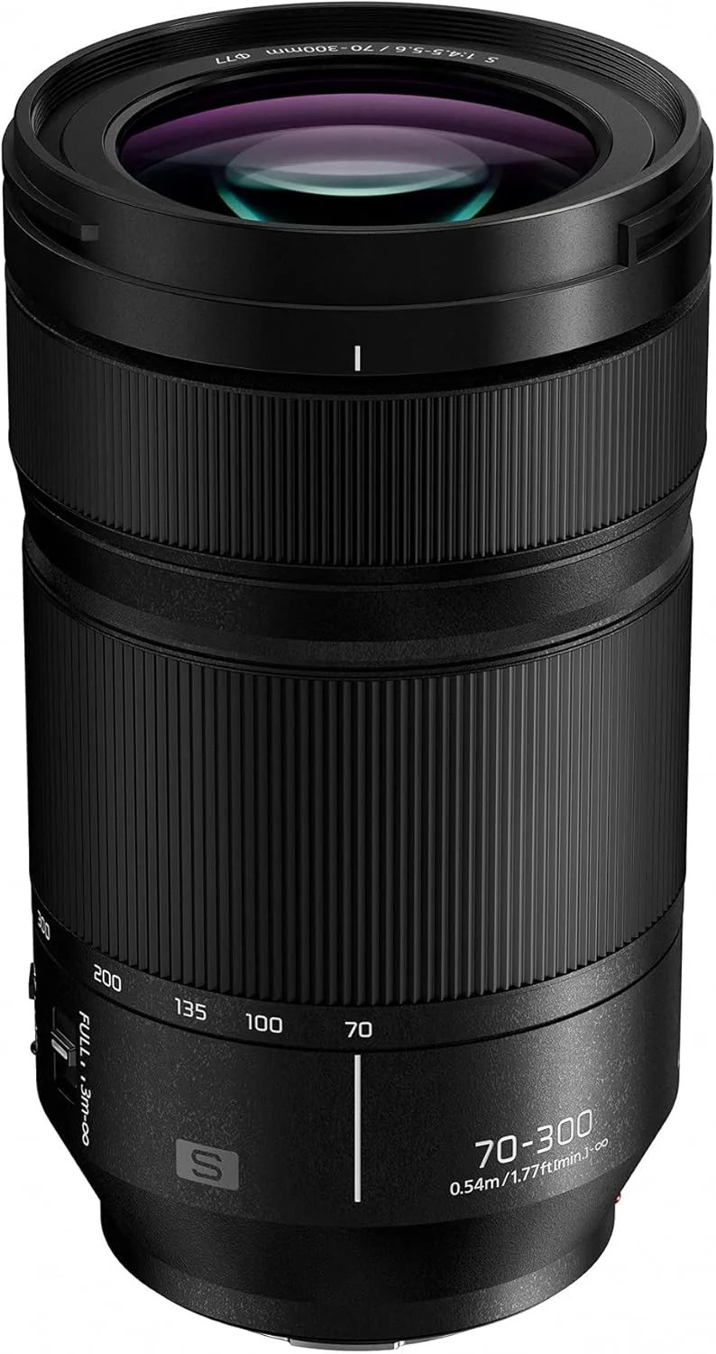 لنز دوربین پاناسونیک LUMIX S Series، 70-300mm F4.5-5.6 Macro O.I.S. لنز قابل تعویض L Mount برای دوربین های دیجیتال فول فریم بدون آینه مشکی