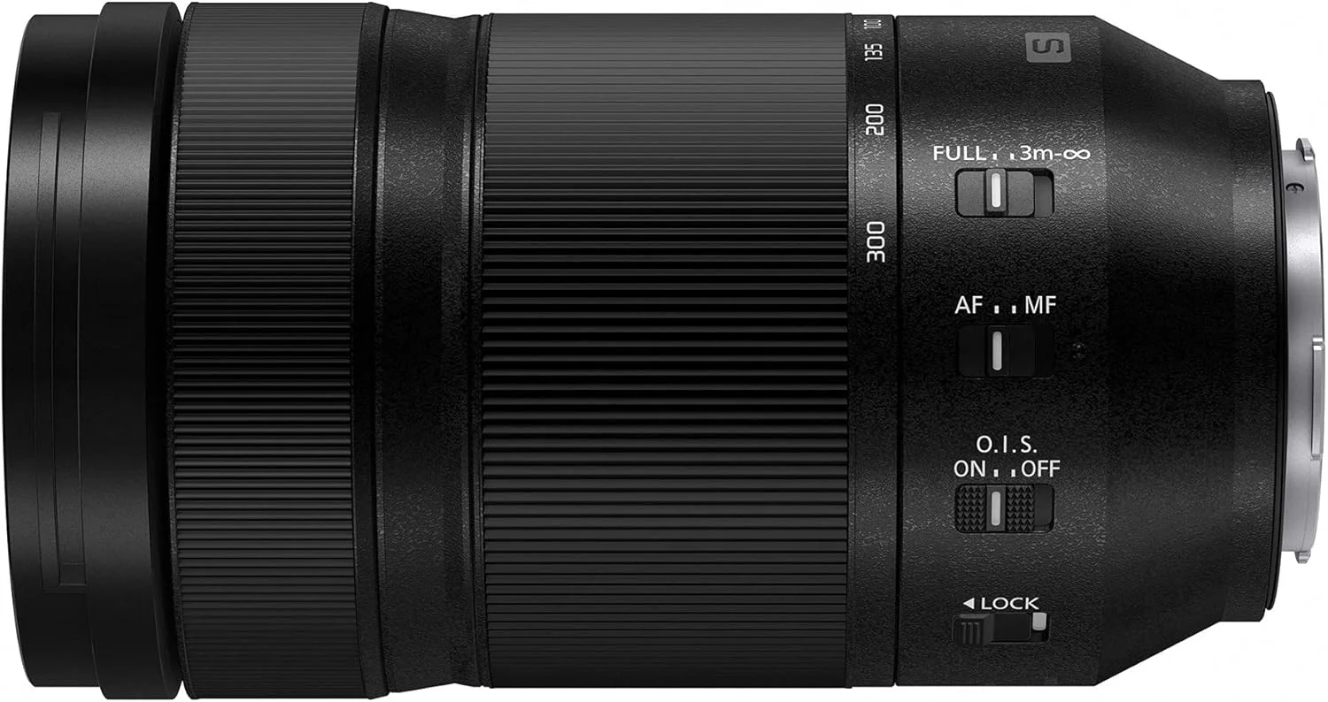 لنز دوربین پاناسونیک LUMIX S Series، 70-300mm F4.5-5.6 Macro O.I.S. لنز قابل تعویض L Mount برای دوربین های دیجیتال فول فریم بدون آینه مشکی