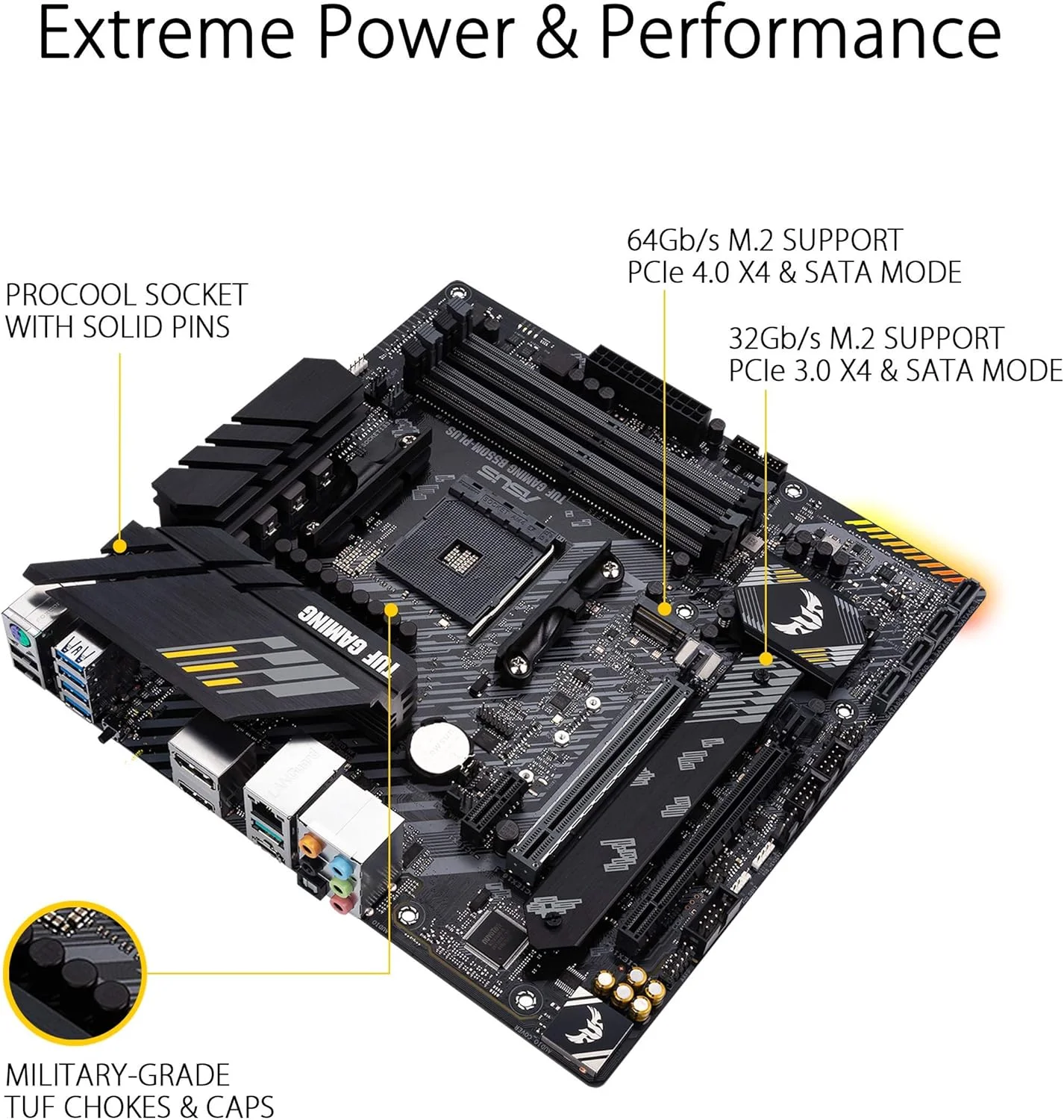 مادربرد گیمینگ ایسوس TUF Gaming B550M-PLUS، AMD AM4، نسل سوم Ryzen microATX، PCIe 4.0، LAN 2.5 گیگابیتی، BIOS Flashback، هدر RGB Gen 2 آدرس پذیر - 90MB14A0-M0EAY0، مشکی، B550 مادربرد گیمینگ ایسوس TUF Gaming B550M-PLUS، AMD AM4، نسل سوم Ryzen microATX، PCIe 4.0، LAN 2.5 گیگابیتی، BIOS Flashback، هدر RGB Gen 2 آدرس پذیر - 90MB14A0-M0EAY0، مشکی، B550