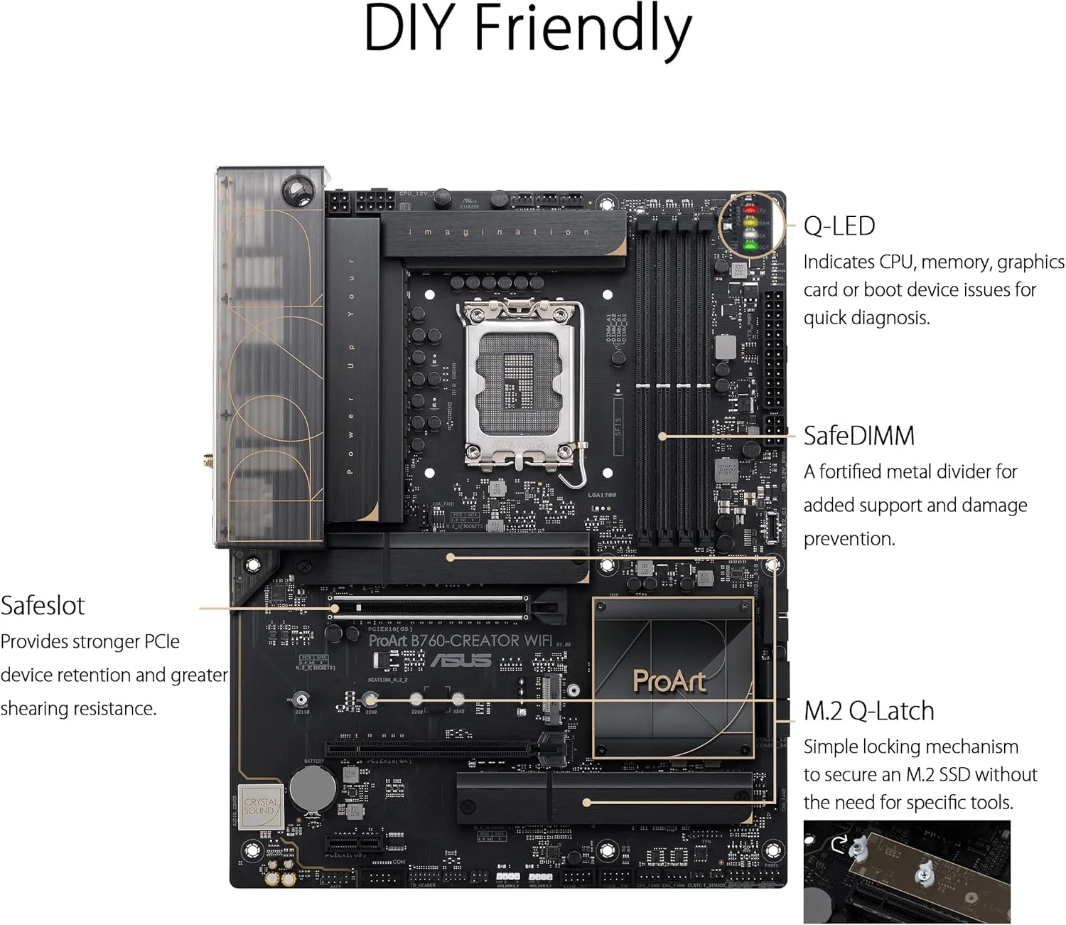 مادربرد ایسوس PROART B760-CREATOR WIFI سوکت اینتل LGA1700 (ATX، PCIe 5.0، حافظه DDR5، WiFi 6، 3X M.2، USB 3.2 Gen2x2، برای تولیدکنندگان محتوا) مادربرد ایسوس PROART B760-CREATOR WIFI سوکت اینتل LGA1700 (ATX، PCIe 5.0، حافظه DDR5، WiFi 6، 3X M.2، USB 3.2 Gen2x2، برای تولیدکنندگان محتوا)