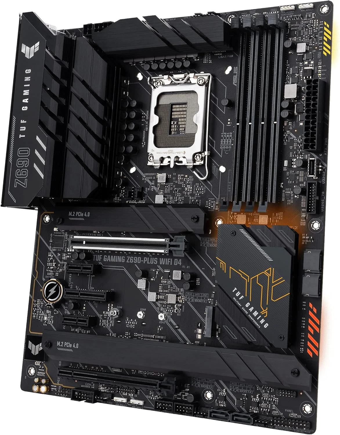 مادربرد گیمینگ ایسوس TUF Gaming Z690 Plus WiFi D4 LGA1700 اینتل نسل دوازدهم ATX، PCIe 5.0، DDR4، 4xM.2/NVMe SSD، 14+2 مرحله قدرت، WiFi 6، LAN 2.5 گیگابیتی، USB 3.2 Gen 2 Type C جلویی، هدرهای ARGB - مشکی مادربرد گیمینگ ایسوس TUF Gaming Z690 Plus WiFi D4 LGA1700 اینتل نسل دوازدهم ATX، PCIe 5.0، DDR4، 4xM.2/NVMe SSD، 14+2 مرحله قدرت، WiFi 6، LAN 2.5 گیگابیتی، USB 3.2 Gen 2 Type C جلویی، هدرهای ARGB - مشکی