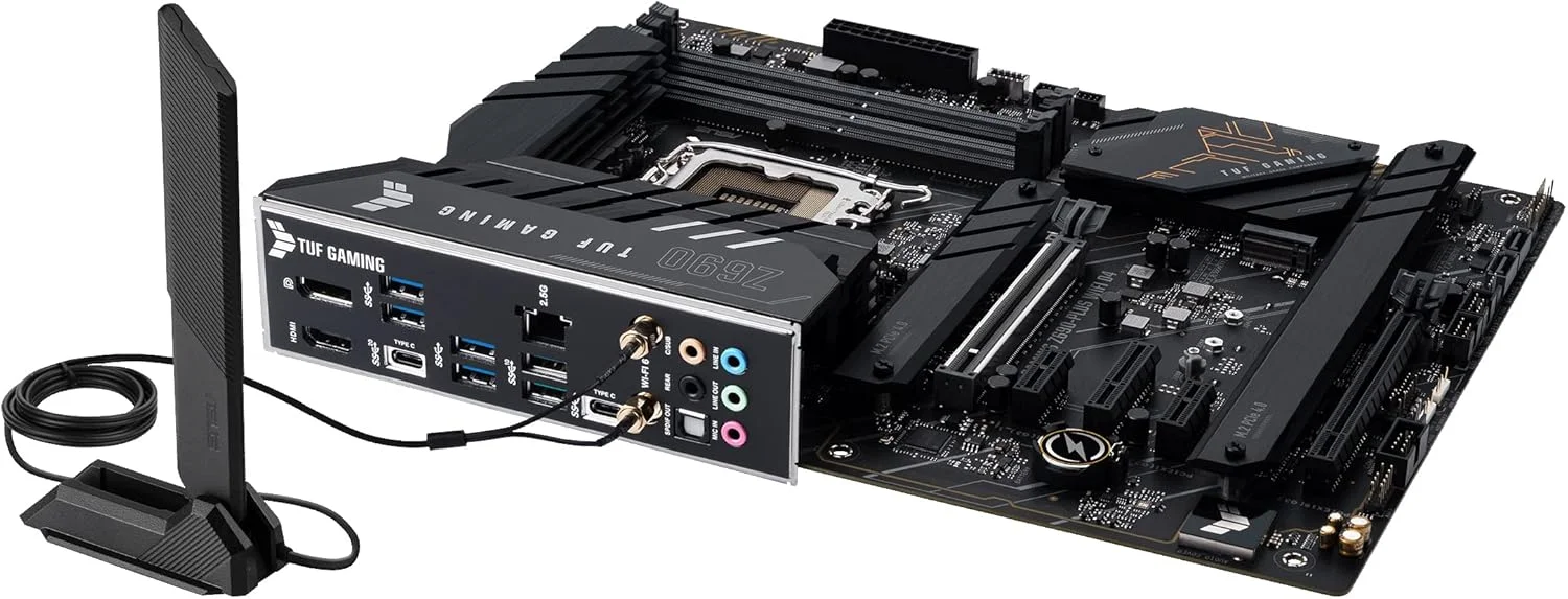 مادربرد گیمینگ ایسوس TUF Gaming Z690 Plus WiFi D4 LGA1700 اینتل نسل دوازدهم ATX، PCIe 5.0، DDR4، 4xM.2/NVMe SSD، 14+2 مرحله قدرت، WiFi 6، LAN 2.5 گیگابیتی، USB 3.2 Gen 2 Type C جلویی، هدرهای ARGB - مشکی مادربرد گیمینگ ایسوس TUF Gaming Z690 Plus WiFi D4 LGA1700 اینتل نسل دوازدهم ATX، PCIe 5.0، DDR4، 4xM.2/NVMe SSD، 14+2 مرحله قدرت، WiFi 6، LAN 2.5 گیگابیتی، USB 3.2 Gen 2 Type C جلویی، هدرهای ARGB - مشکی