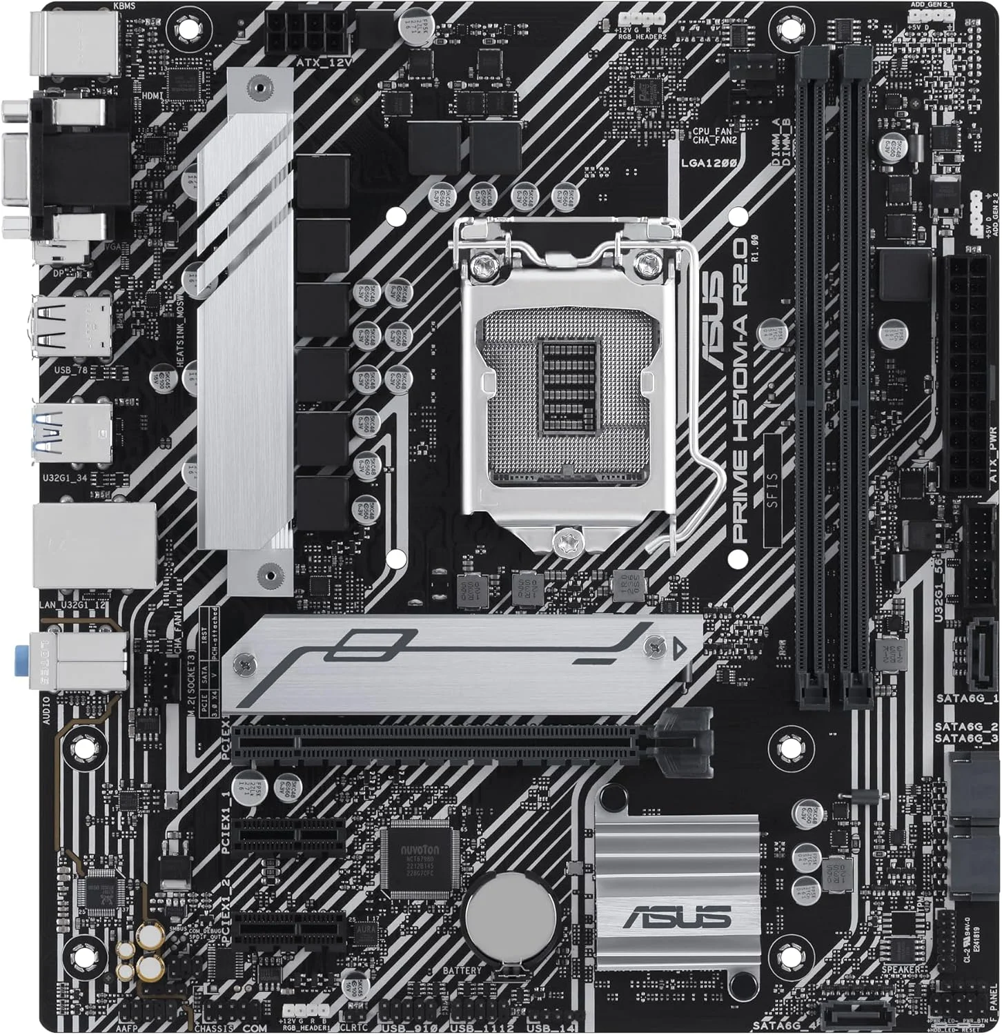 مادربرد ASUS Prime H510M-E LGA1200 (نسل 11/10 اینتل) Micro-ATX (PCIe 4.0، اسلات M.2، LAN 1Gb، DP، HDMI، D-Sub، USB 3.2 Gen 1، هدر COM، هدر TPM، 4K@60Hz)