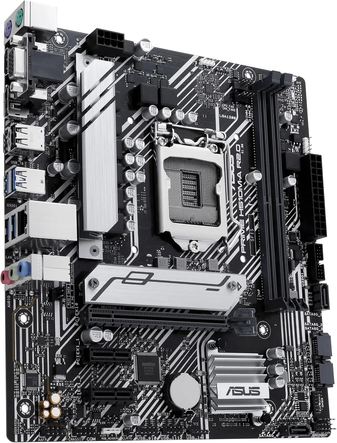 مادربرد ASUS Prime H510M-E LGA1200 (نسل 11/10 اینتل) Micro-ATX (PCIe 4.0، اسلات M.2، LAN 1Gb، DP، HDMI، D-Sub، USB 3.2 Gen 1، هدر COM، هدر TPM، 4K@60Hz)