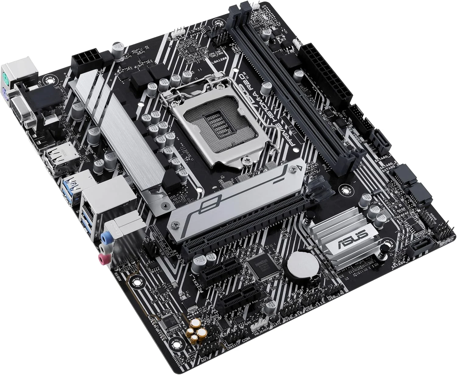 مادربرد ASUS Prime H510M-E LGA1200 (نسل 11/10 اینتل) Micro-ATX (PCIe 4.0، اسلات M.2، LAN 1Gb، DP، HDMI، D-Sub، USB 3.2 Gen 1، هدر COM، هدر TPM، 4K@60Hz)