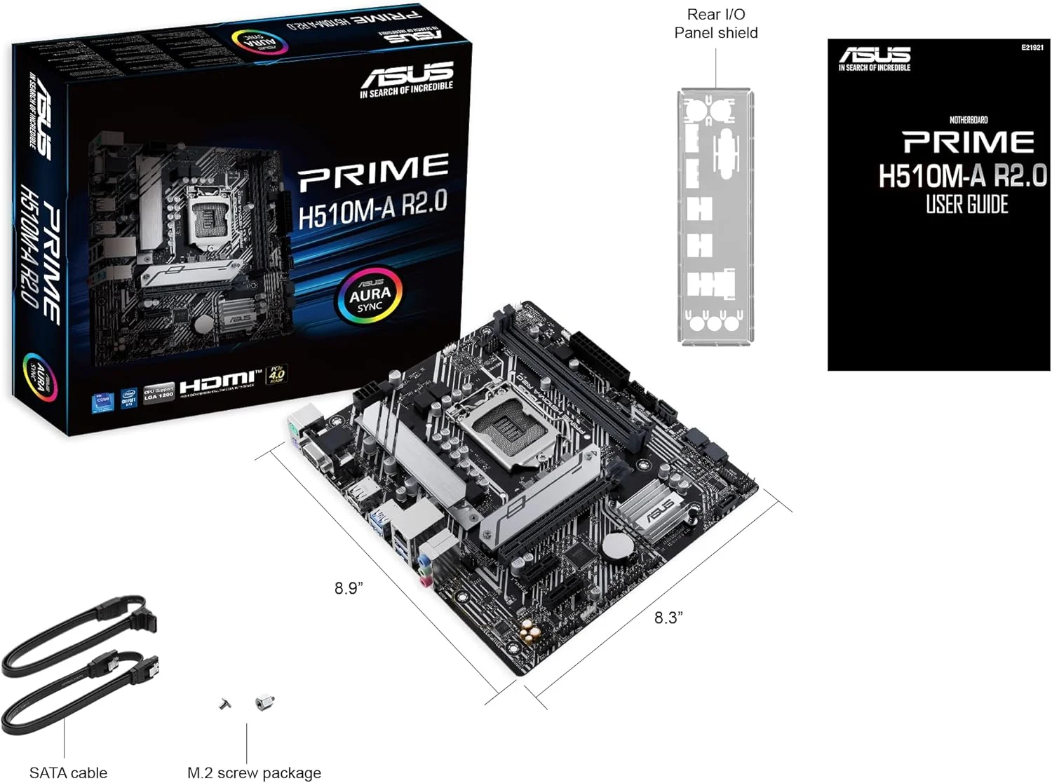 مادربرد ASUS Prime H510M-E LGA1200 (نسل 11/10 اینتل) Micro-ATX (PCIe 4.0، اسلات M.2، LAN 1Gb، DP، HDMI، D-Sub، USB 3.2 Gen 1، هدر COM، هدر TPM، 4K@60Hz)