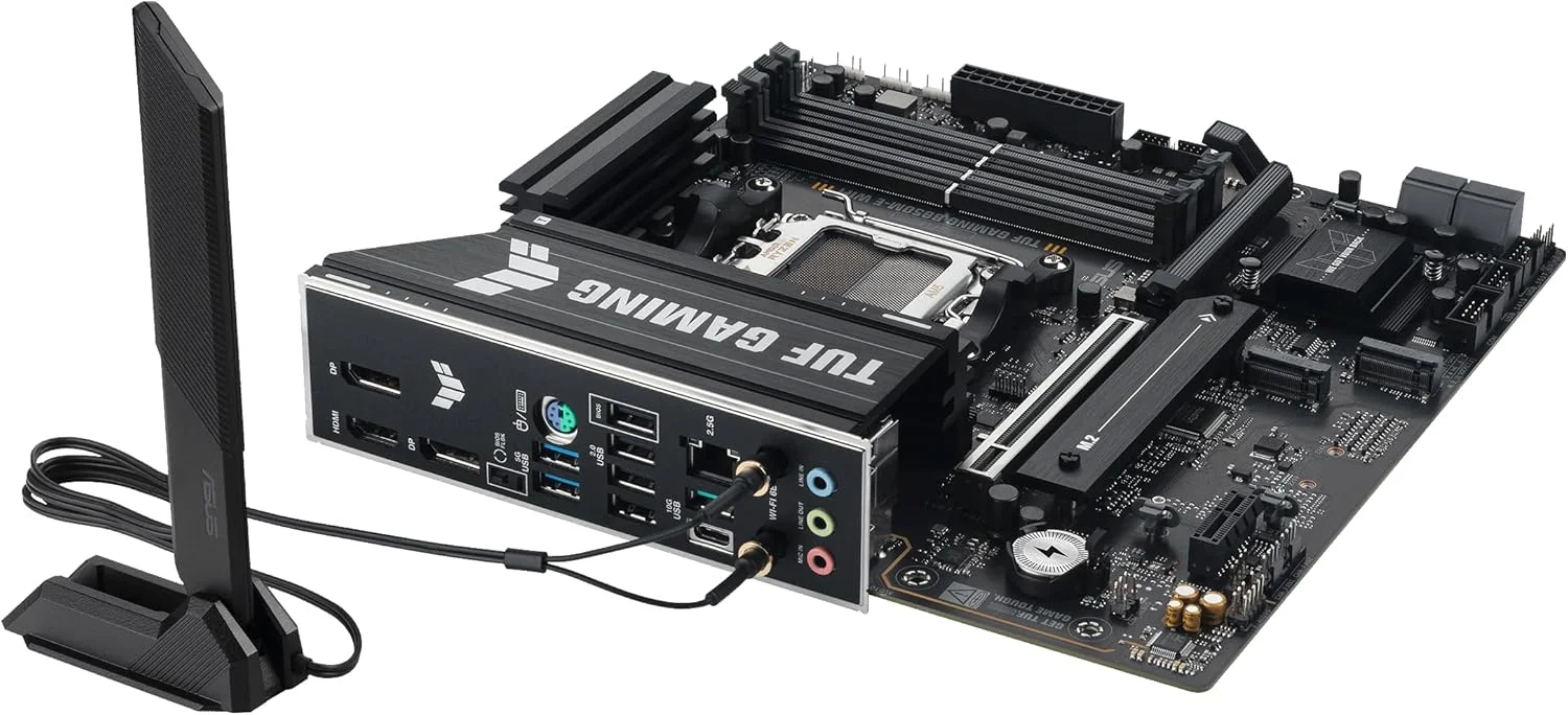 مادربرد گیمینگ ایسوس TUF B850M-E Wi-Fi AMD Micro-ATX، دارای 8+2+1 مرحله قدرت، DDR5، اسلات های PCIe 5.0، 3 اسلات M.2، Wi-Fi 6E، اترنت Realtek 2.5 Gb، USB-C 10 Gbps، BIOS Flashback و Aura Sync مادربرد گیمینگ ایسوس TUF B850M-E Wi-Fi AMD Micro-ATX، دارای 8+2+1 مرحله قدرت، DDR5، اسلات های PCIe 5.0، 3 اسلات M.2، Wi-Fi 6E، اترنت Realtek 2.5 Gb، USB-C 10 Gbps، BIOS Flashback و Aura Sync