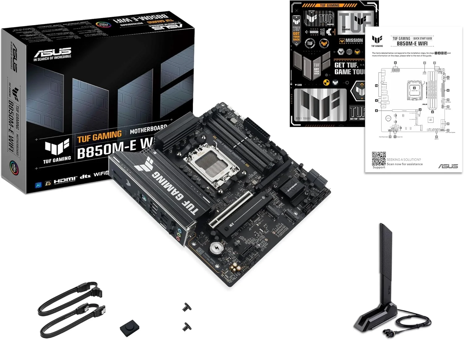 مادربرد گیمینگ ایسوس TUF B850M-E Wi-Fi AMD Micro-ATX، دارای 8+2+1 مرحله قدرت، DDR5، اسلات های PCIe 5.0، 3 اسلات M.2، Wi-Fi 6E، اترنت Realtek 2.5 Gb، USB-C 10 Gbps، BIOS Flashback و Aura Sync مادربرد گیمینگ ایسوس TUF B850M-E Wi-Fi AMD Micro-ATX، دارای 8+2+1 مرحله قدرت، DDR5، اسلات های PCIe 5.0، 3 اسلات M.2، Wi-Fi 6E، اترنت Realtek 2.5 Gb، USB-C 10 Gbps، BIOS Flashback و Aura Sync