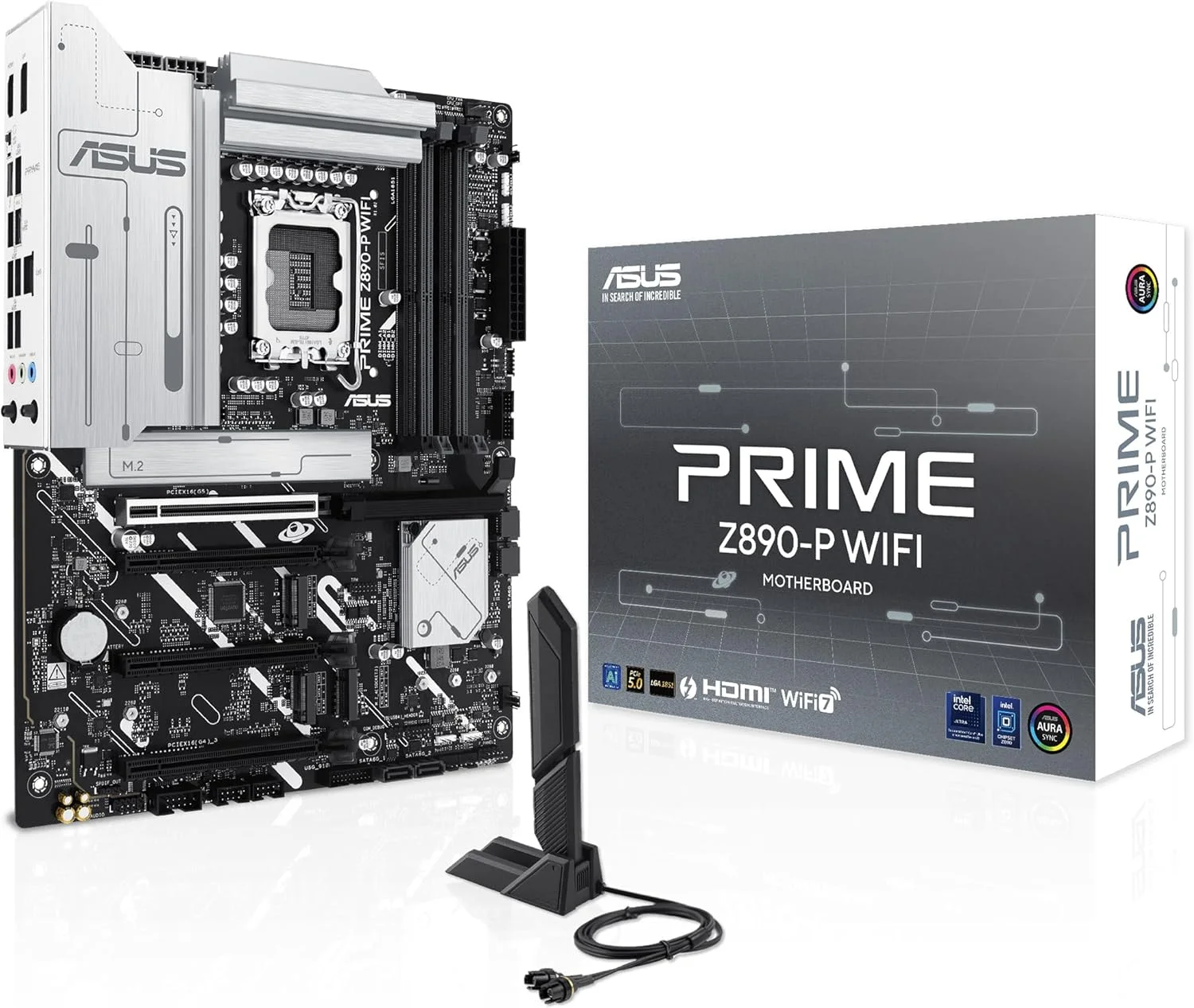 مادربرد ASUS PRIME Z890-P WIFI Z890 LGA 1851 ATX، آماده برای پردازنده های Intel® Core™ Ultra Series 2، دارای قابلیت های پیشرفته AI PC، دارای 14+1+1+2 فاز قدرت، DDR5، PCIe® 5.0، Thunderbolt™ 4 USB Type-C®، 4x M.2، Wi-Fi 7، 2.5Gb