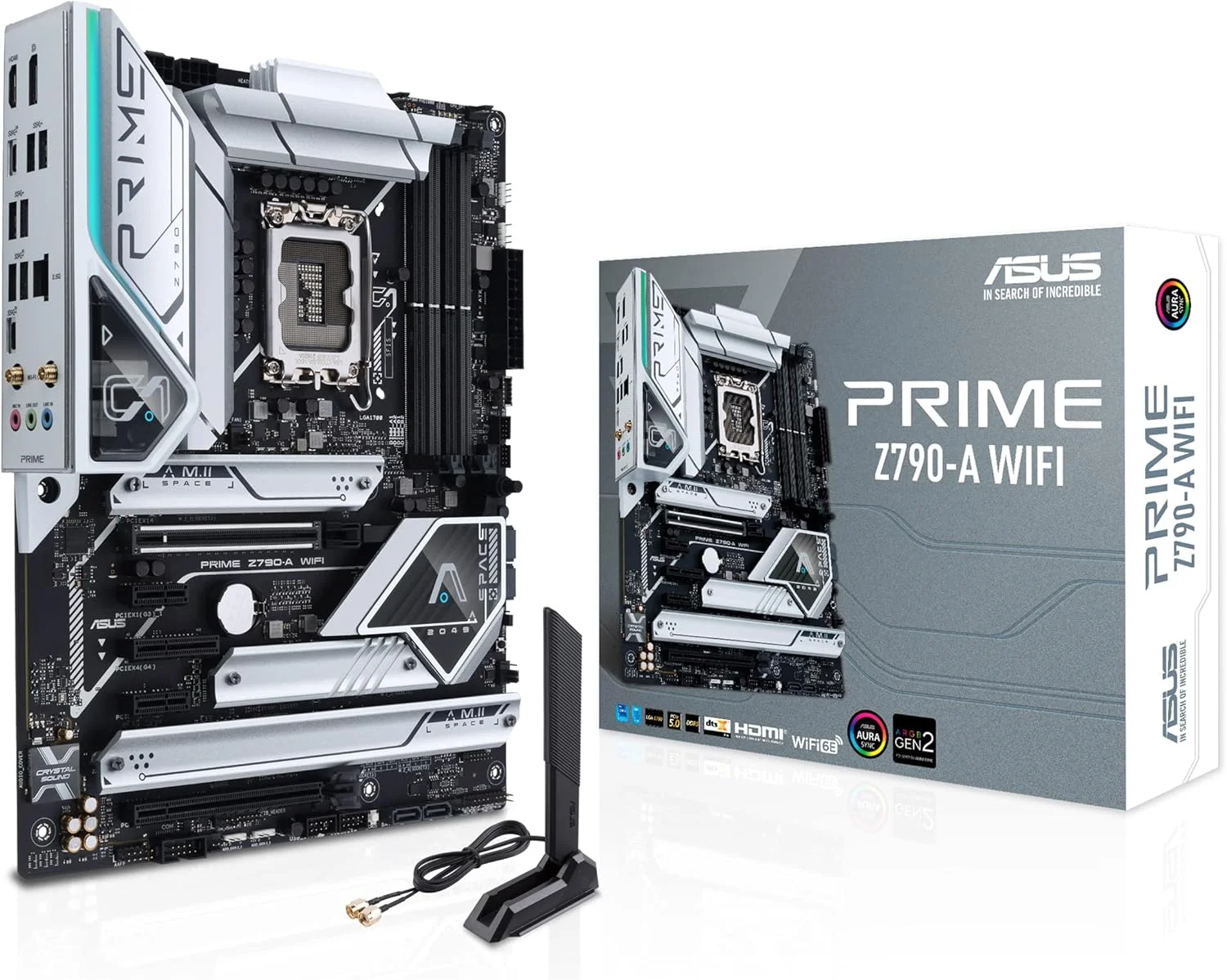 مادربرد ایسوس پرایم Z790-A WiFi 6E LGA 1700 (اینتل نسل 14، 13 و 12) ATX (16+1 DrMOS، PCIe 5.0، DDR5، 4 اسلات M.2، LAN 2.5 گیگابیتی، پنل جلویی USB 3.2 Gen 2 Type-C، تاندربولت 4/USB4، DP)