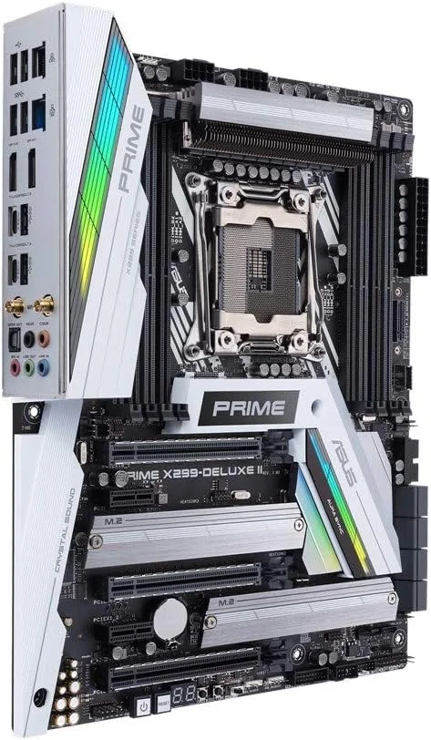 مادربرد ASUS PRIME X299-DELUXE II (INTEL X299) LGA 2066 ATX با طراحی VRM و هیت سینک M.2 پیشرفته، DDR4 4266 (O.C.) مگاهرتز، Wi-Fi 802.11ac مادربرد ASUS PRIME X299-DELUXE II (INTEL X299) LGA 2066 ATX با طراحی VRM و هیت سینک M.2 پیشرفته، DDR4 4266 (O.C.) مگاهرتز، Wi-Fi 802.11ac