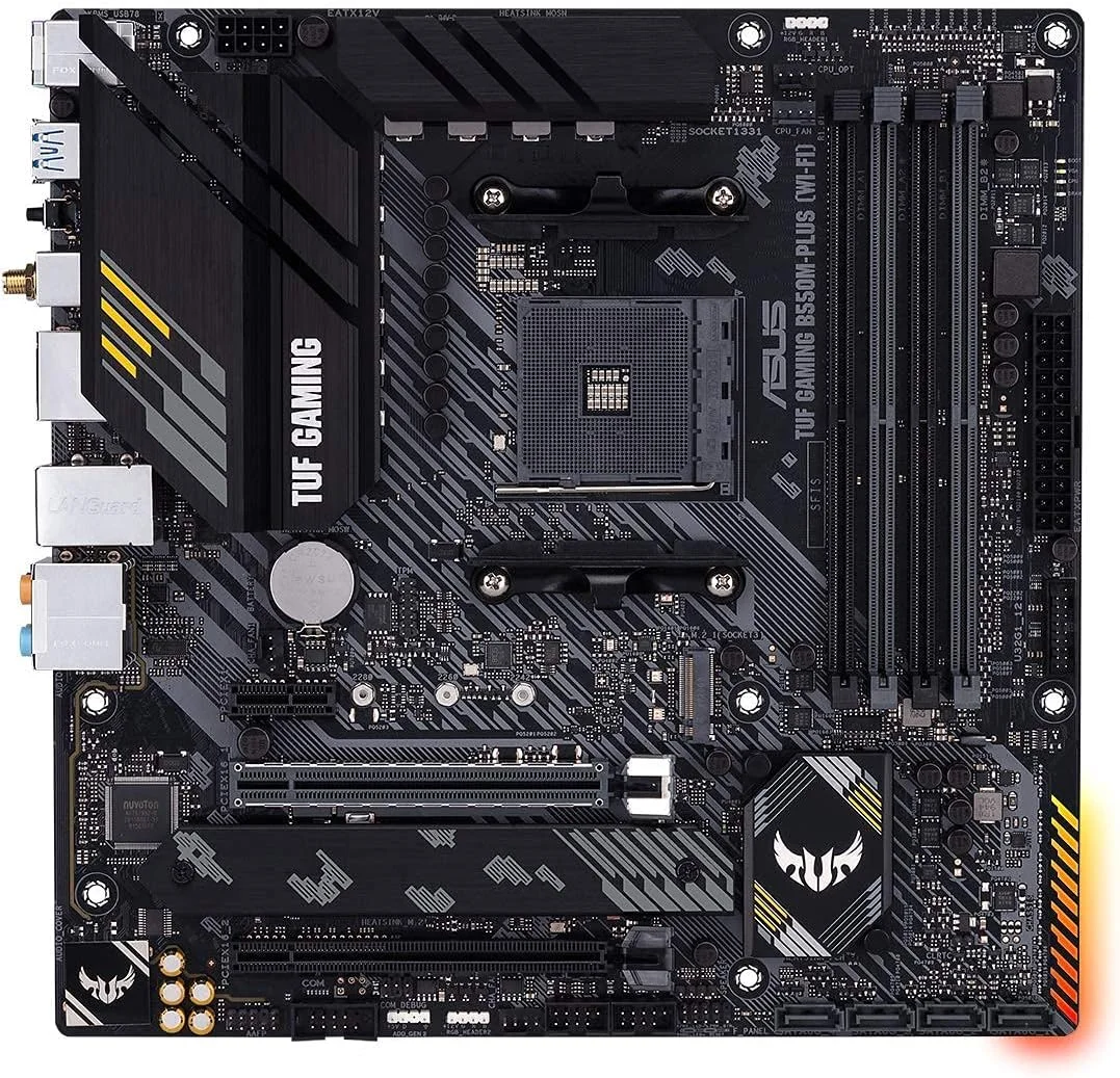 مادربرد ایسوس (بازسازی شده) TUF Gaming B550M-PLUS (WiFi 6) AM4 mATX، PCIe 4.0، LAN 2.5Gb، USB 3.2 Gen 2، Aura Sync RGB