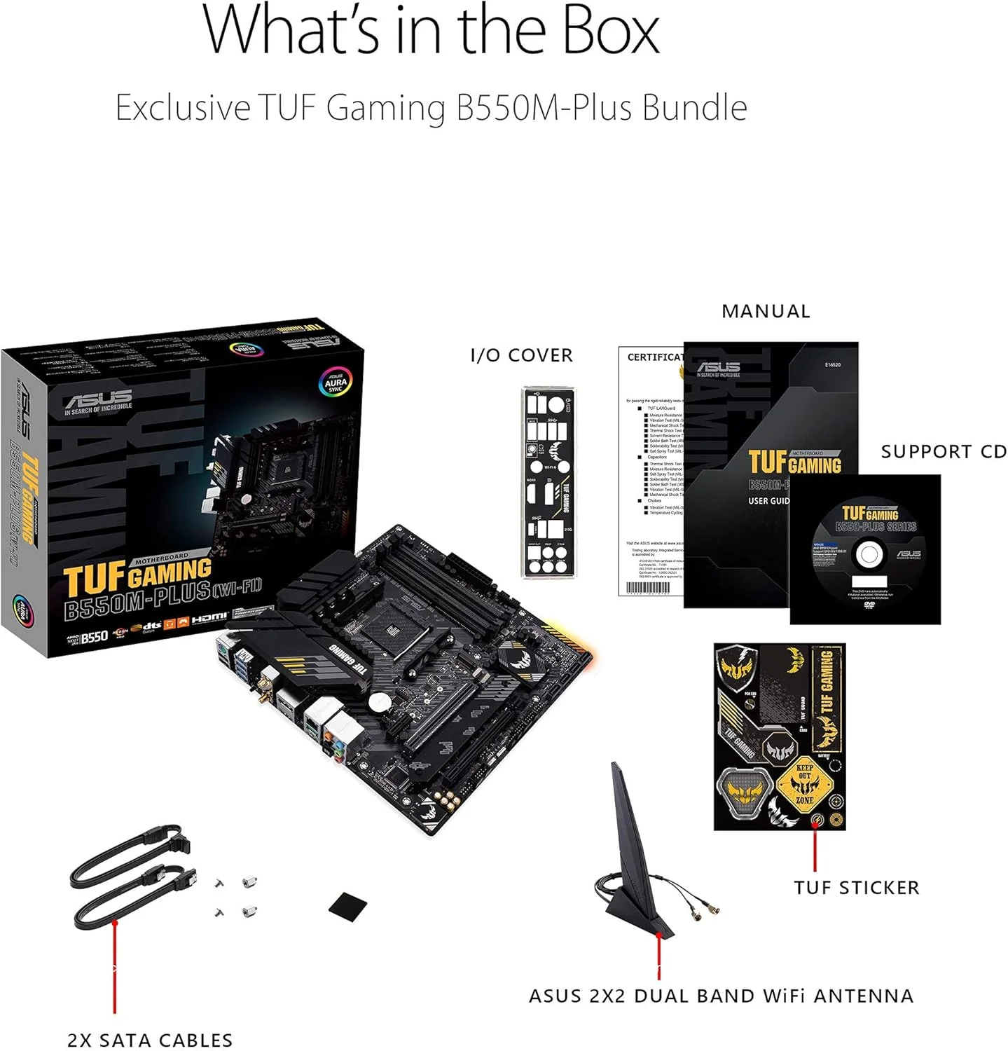 مادربرد ایسوس (بازسازی شده) TUF Gaming B550M-PLUS (WiFi 6) AM4 mATX، PCIe 4.0، LAN 2.5Gb، USB 3.2 Gen 2، Aura Sync RGB