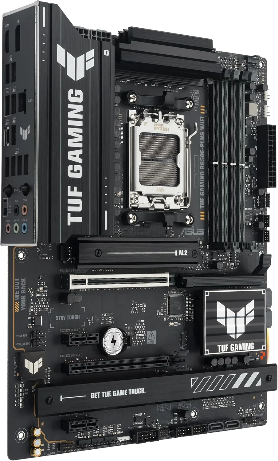 مادربرد ایسوس TUF Gaming B650E-PLUS WiFi AMD B650 ATX، دارای 12+2+1 فاز قدرت 80A DrMOS، DDR5، آماده PCIe 5.0، 3X M.2، Wi-Fi 6E، LAN 2.5Gb، DisplayPort، HDMI™، USB Type-C، BIOS Flashback، Aura Sync مادربرد ایسوس TUF Gaming B650E-PLUS WiFi AMD B650 ATX، دارای 12+2+1 فاز قدرت 80A DrMOS، DDR5، آماده PCIe 5.0، 3X M.2، Wi-Fi 6E، LAN 2.5Gb، DisplayPort، HDMI™، USB Type-C، BIOS Flashback، Aura Sync