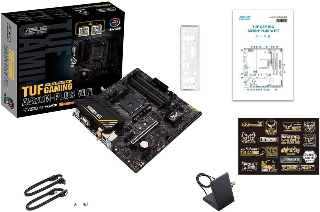مادربرد ایسوس TUF Gaming A520M-PLUS (WiFi) AMD AM4 (نسل سوم Ryzen™) microATX (پشتیبانی از M.2، وای فای 802.11ac، DisplayPort، HDMI، D-Sub، USB 3.2 Gen 1 Type-A و هدرهای Aura Addressable Gen 2) مادربرد ایسوس TUF Gaming A520M-PLUS (WiFi) AMD AM4 (نسل سوم Ryzen™) microATX (پشتیبانی از M.2، وای فای 802.11ac، DisplayPort، HDMI، D-Sub، USB 3.2 Gen 1 Type-A و هدرهای Aura Addressable Gen 2)