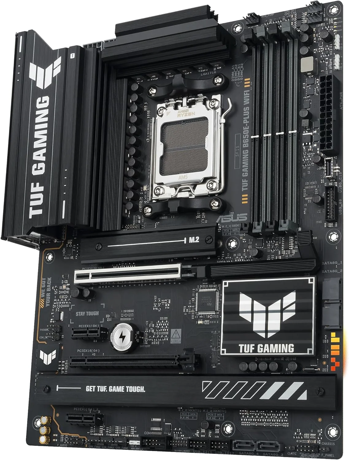 مادربرد ایسوس TUF Gaming B650E-PLUS WiFi AMD B650 ATX، دارای 12+2+1 فاز قدرت 80A DrMOS، DDR5، آماده PCIe 5.0، 3X M.2، Wi-Fi 6E، LAN 2.5Gb، DisplayPort، HDMI™، USB Type-C، BIOS Flashback، Aura Sync مادربرد ایسوس TUF Gaming B650E-PLUS WiFi AMD B650 ATX، دارای 12+2+1 فاز قدرت 80A DrMOS، DDR5، آماده PCIe 5.0، 3X M.2، Wi-Fi 6E، LAN 2.5Gb، DisplayPort، HDMI™، USB Type-C، BIOS Flashback، Aura Sync