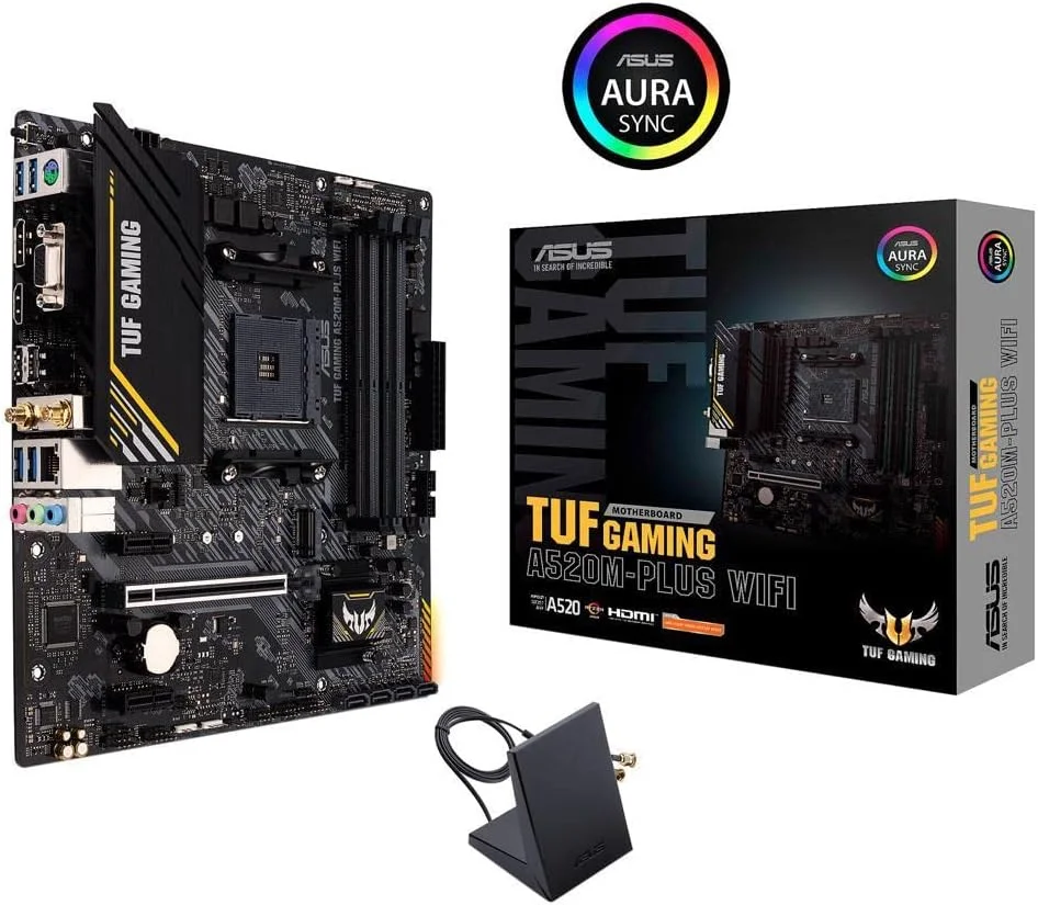 مادربرد ایسوس TUF Gaming A520M-PLUS (WiFi) AMD AM4 (نسل سوم Ryzen™) microATX (پشتیبانی از M.2، وای فای 802.11ac، DisplayPort، HDMI، D-Sub، USB 3.2 Gen 1 Type-A و هدرهای Aura Addressable Gen 2) مادربرد ایسوس TUF Gaming A520M-PLUS (WiFi) AMD AM4 (نسل سوم Ryzen™) microATX (پشتیبانی از M.2، وای فای 802.11ac، DisplayPort، HDMI، D-Sub، USB 3.2 Gen 1 Type-A و هدرهای Aura Addressable Gen 2)