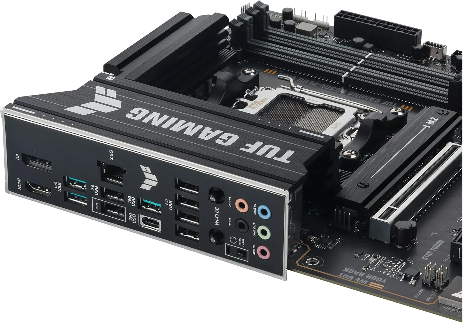 مادربرد ایسوس TUF Gaming B650E-PLUS WiFi AMD B650 ATX، دارای 12+2+1 فاز قدرت 80A DrMOS، DDR5، آماده PCIe 5.0، 3X M.2، Wi-Fi 6E، LAN 2.5Gb، DisplayPort، HDMI™، USB Type-C، BIOS Flashback، Aura Sync مادربرد ایسوس TUF Gaming B650E-PLUS WiFi AMD B650 ATX، دارای 12+2+1 فاز قدرت 80A DrMOS، DDR5، آماده PCIe 5.0، 3X M.2، Wi-Fi 6E، LAN 2.5Gb، DisplayPort، HDMI™، USB Type-C، BIOS Flashback، Aura Sync
