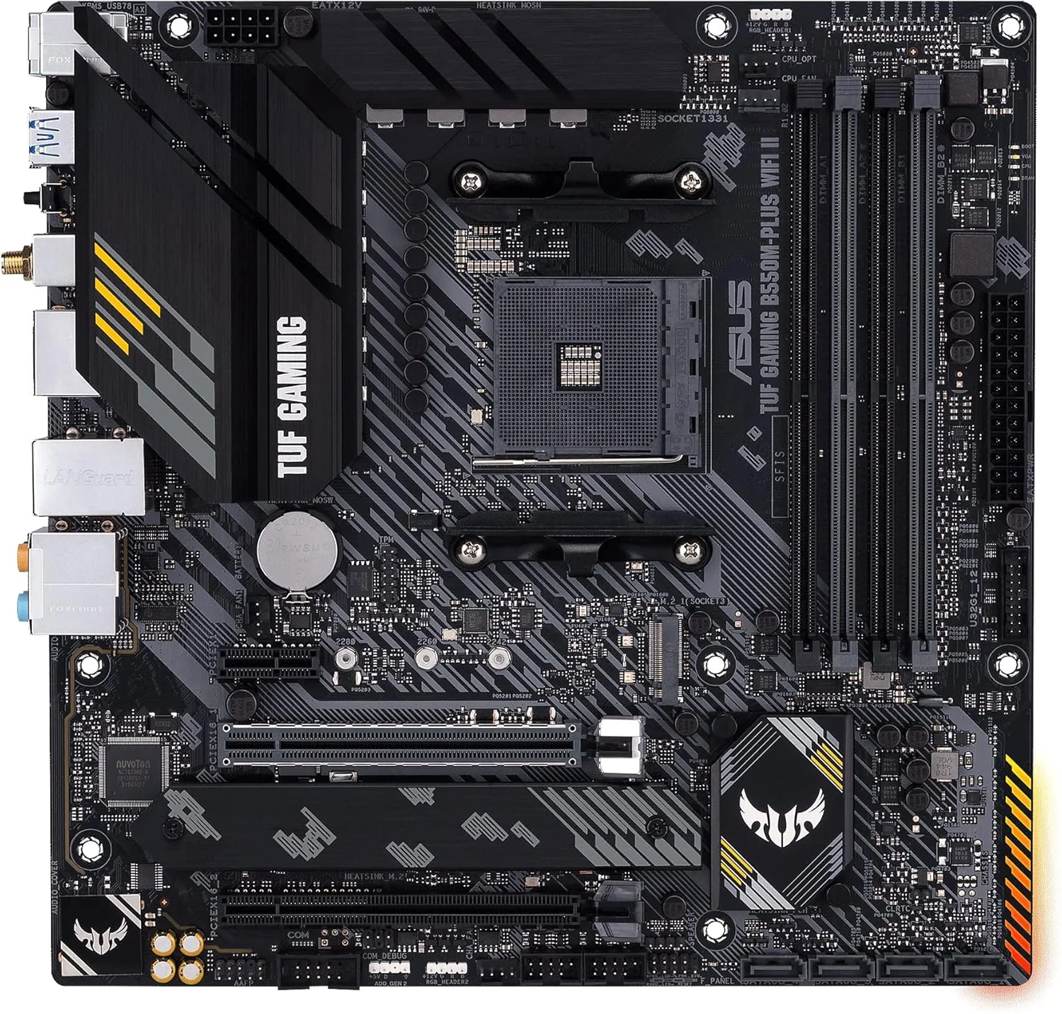 مادربرد گیمینگ ASUS TUF GAMING B550M-PLUS WiFi II AMD AM4 (نسل سوم Ryzen) microATX (PCIe 4.0, WiFi 6 2.5Gb LAN, BIOS FlashBack, HDMI 2.1, USB 3.2 Gen 2, هدر RGB Gen 2 آدرس پذیر و AURA Sync) مادربرد گیمینگ ASUS TUF GAMING B550M-PLUS WiFi II AMD AM4 (نسل سوم Ryzen) microATX (PCIe 4.0, WiFi 6 2.5Gb LAN, BIOS FlashBack, HDMI 2.1, USB 3.2 Gen 2, هدر RGB Gen 2 آدرس پذیر و AURA Sync)