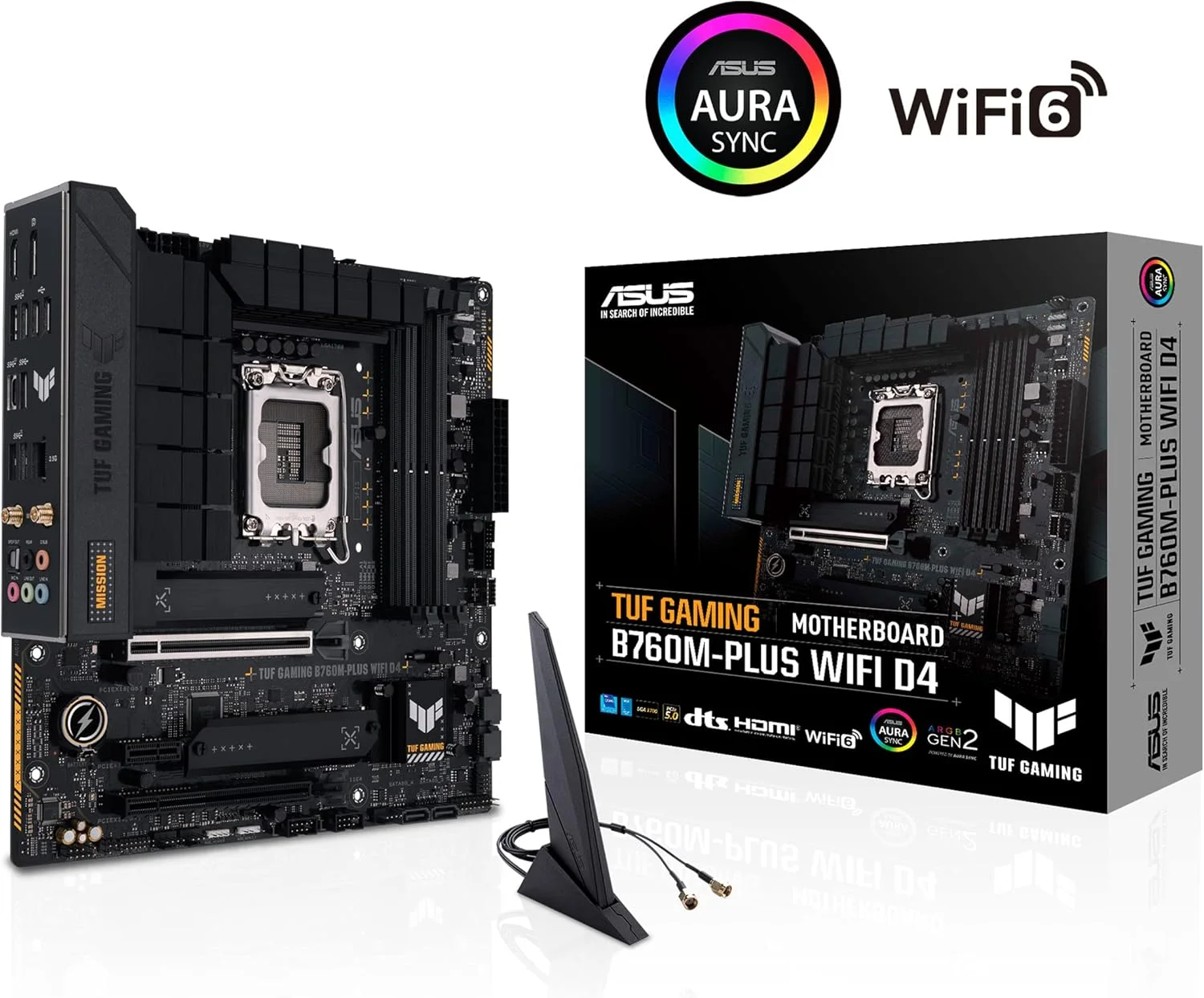 مادربرد ایسوس TUF GAMING B760M-PLUS WIFI D4 اینتل (نسل سیزدهم و دوازدهم) LGA 1700 mATX، PCIe 5.0، 2xPCIe 4.0 M.2 slots، DDR4، WiFi 6، 2.5Gb LAN، USB 3.2 Gen 2x2 Type-C، USB 3.2 Type-C جلویی، تاندربولت (USB4®)