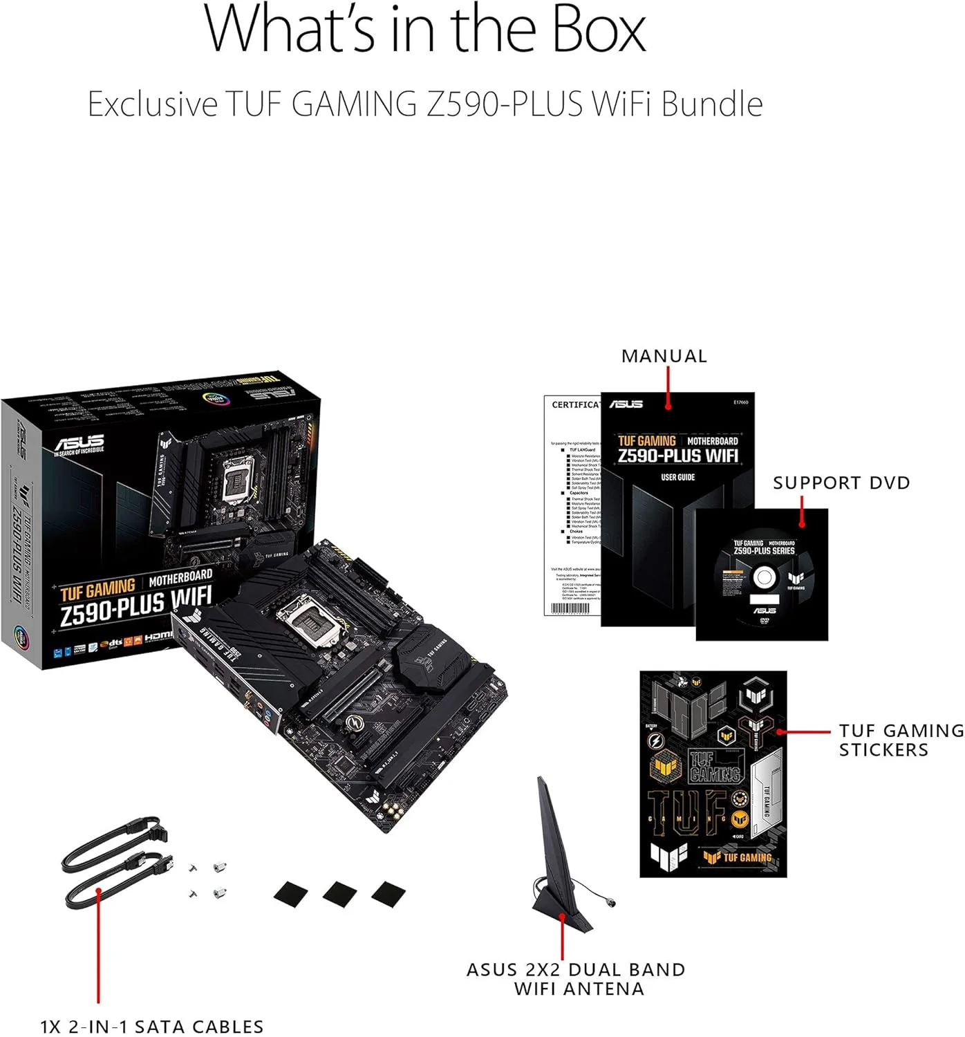 مادربرد گیمینگ ایسوس TUF Gaming Z590-Plus WiFi 6 LGA 1200 (نسل 11/10 اینتل) ATX (PCIe 4.0، 3xM.2/NVMe SSD، 14+2 Power Stages، USB 3.2 Front Panel Type-C، 2.5Gb LAN، Thunderbolt 4، Aura RGB) مادربرد گیمینگ ایسوس TUF Gaming Z590-Plus WiFi 6 LGA 1200 (نسل 11/10 اینتل) ATX (PCIe 4.0، 3xM.2/NVMe SSD، 14+2 Power Stages، USB 3.2 Front Panel Type-C، 2.5Gb LAN، Thunderbolt 4، Aura RGB)