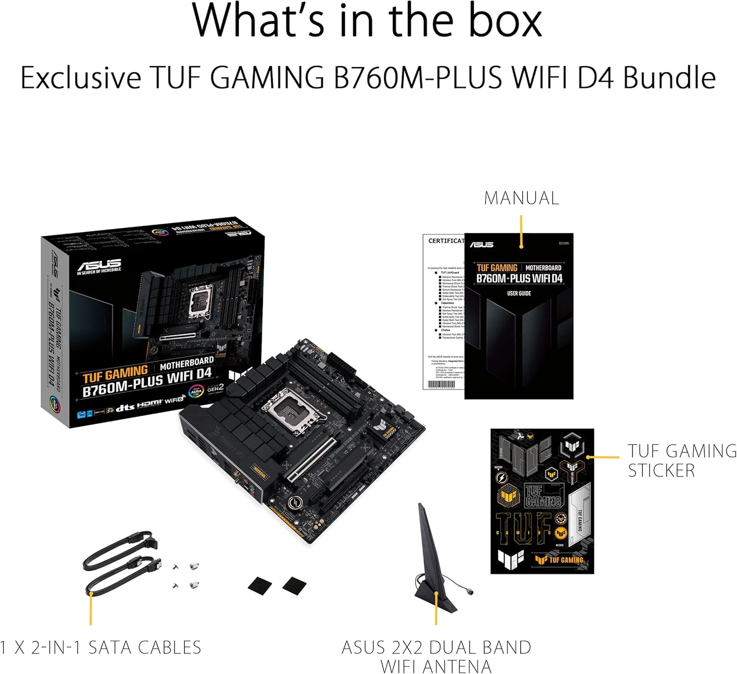 مادربرد ایسوس TUF GAMING B760M-PLUS WIFI D4 اینتل (نسل سیزدهم و دوازدهم) LGA 1700 mATX، PCIe 5.0، 2xPCIe 4.0 M.2 slots، DDR4، WiFi 6، 2.5Gb LAN، USB 3.2 Gen 2x2 Type-C، USB 3.2 Type-C جلویی، تاندربولت (USB4®)