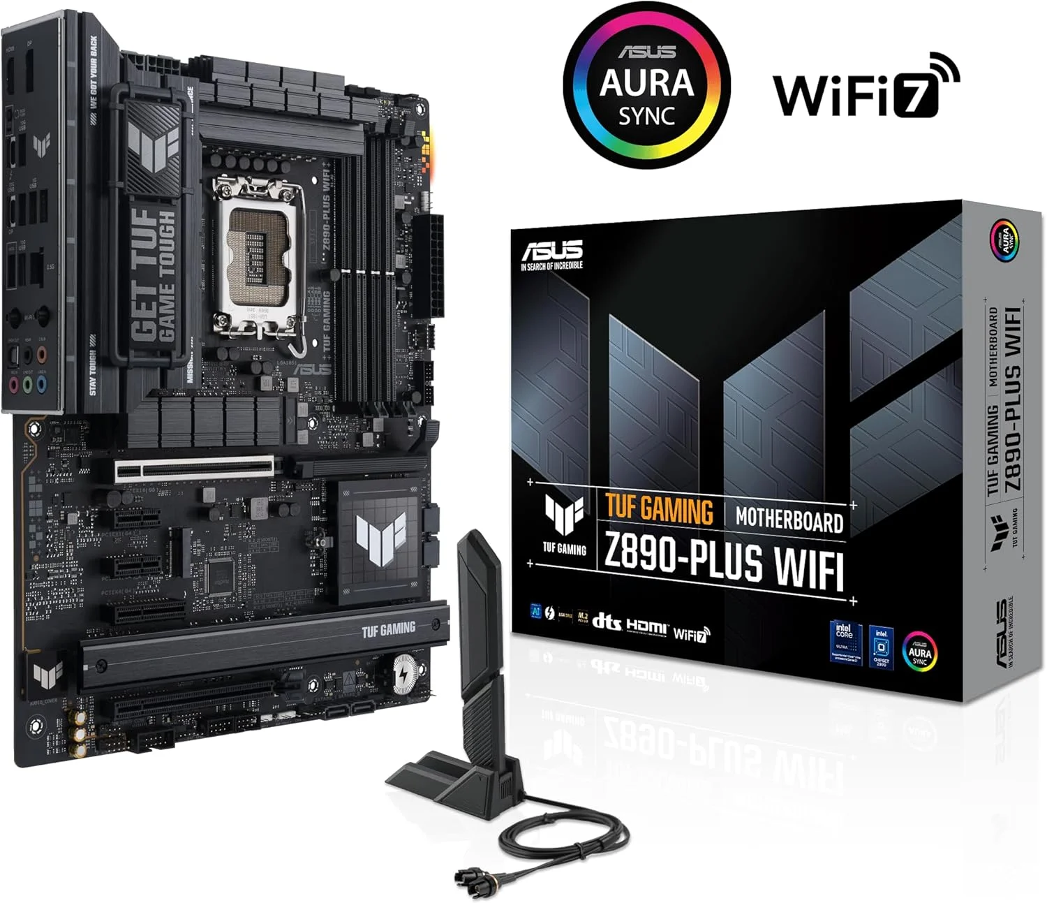 مادربرد ASUS TUF Gaming Z890-PLUS WiFi Z890 LGA 1851 ATX، آماده برای پردازنده‌های Intel® Core™ Ultra Series 2، مجهز به هوش مصنوعی پیشرفته، 16+1+2+1 فاز، DDR5، PCIe® 5.0، Thunderbolt™ 4 Type-C®، 4X M.2، Wi-Fi 7، 2.5Gb