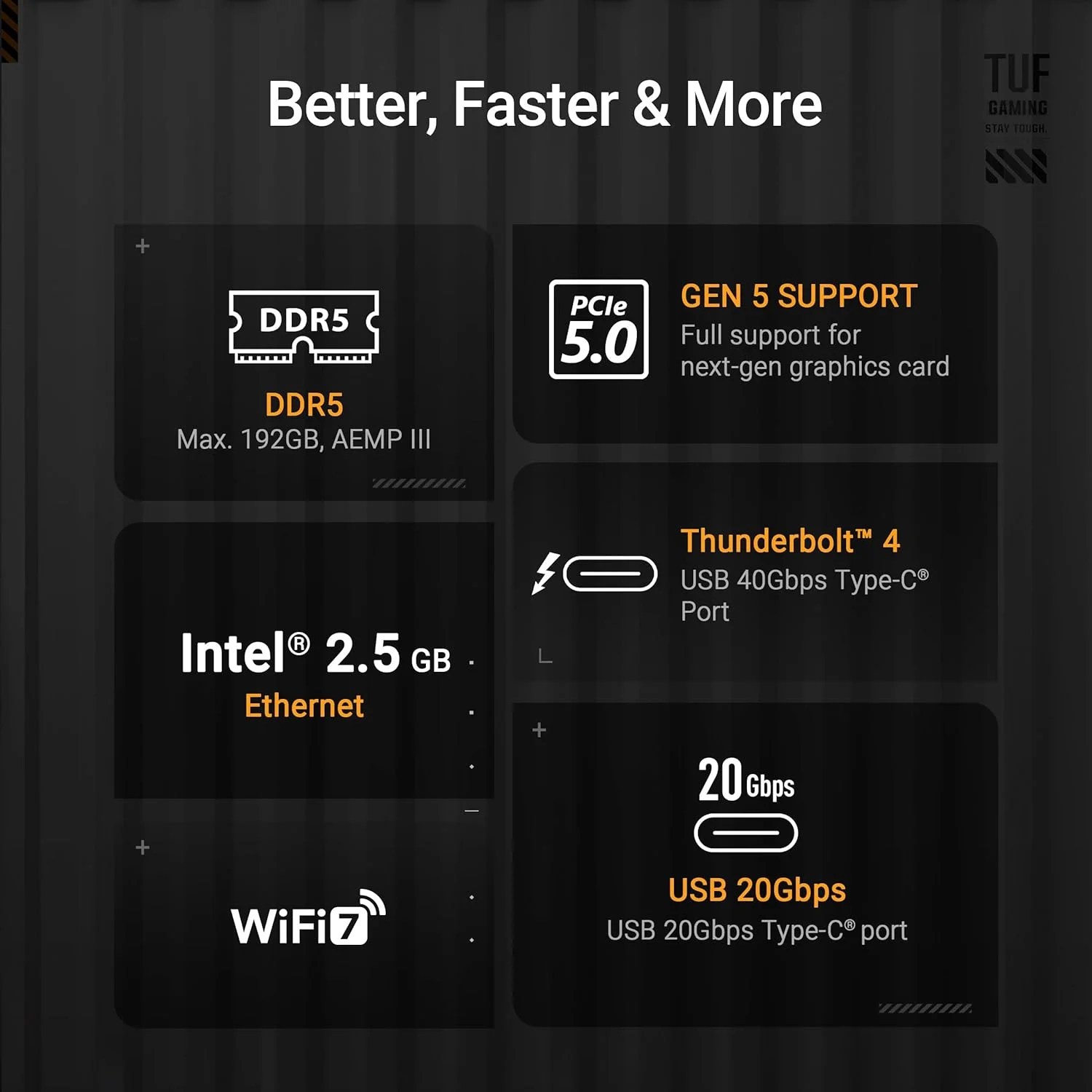 مادربرد ایسوس TUF Gaming Z890-PLUS WiFi ATX، دارای 16+1+2+1 (80A) مراحل قدرت، DDR5، پشتیبانی از کارت گرافیک PCIe 5.0 نسل بعدی، USB4، USB 20Gbps جلو، چهار M.2، Wi-Fi 7، Intel 2.5GB
