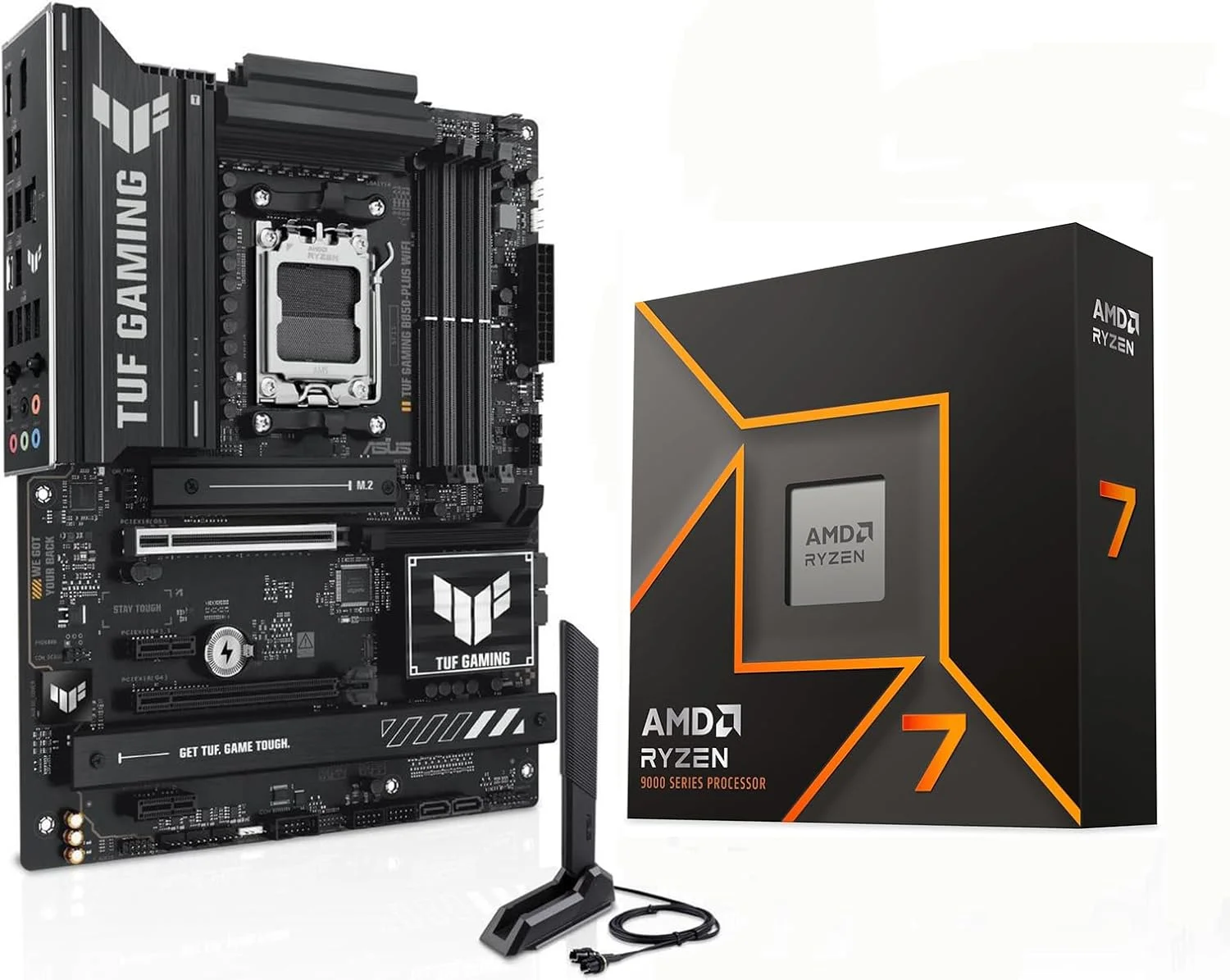 پردازنده مرکزی AMD Ryzen 7 9700X به همراه مادربرد ASUS TUF Gaming B850-PLUS WiFi AM5 ATX (DDR5, PCIe 5.0, 3X M.2, Wi-Fi 7, USB 20Gbps Type-C)