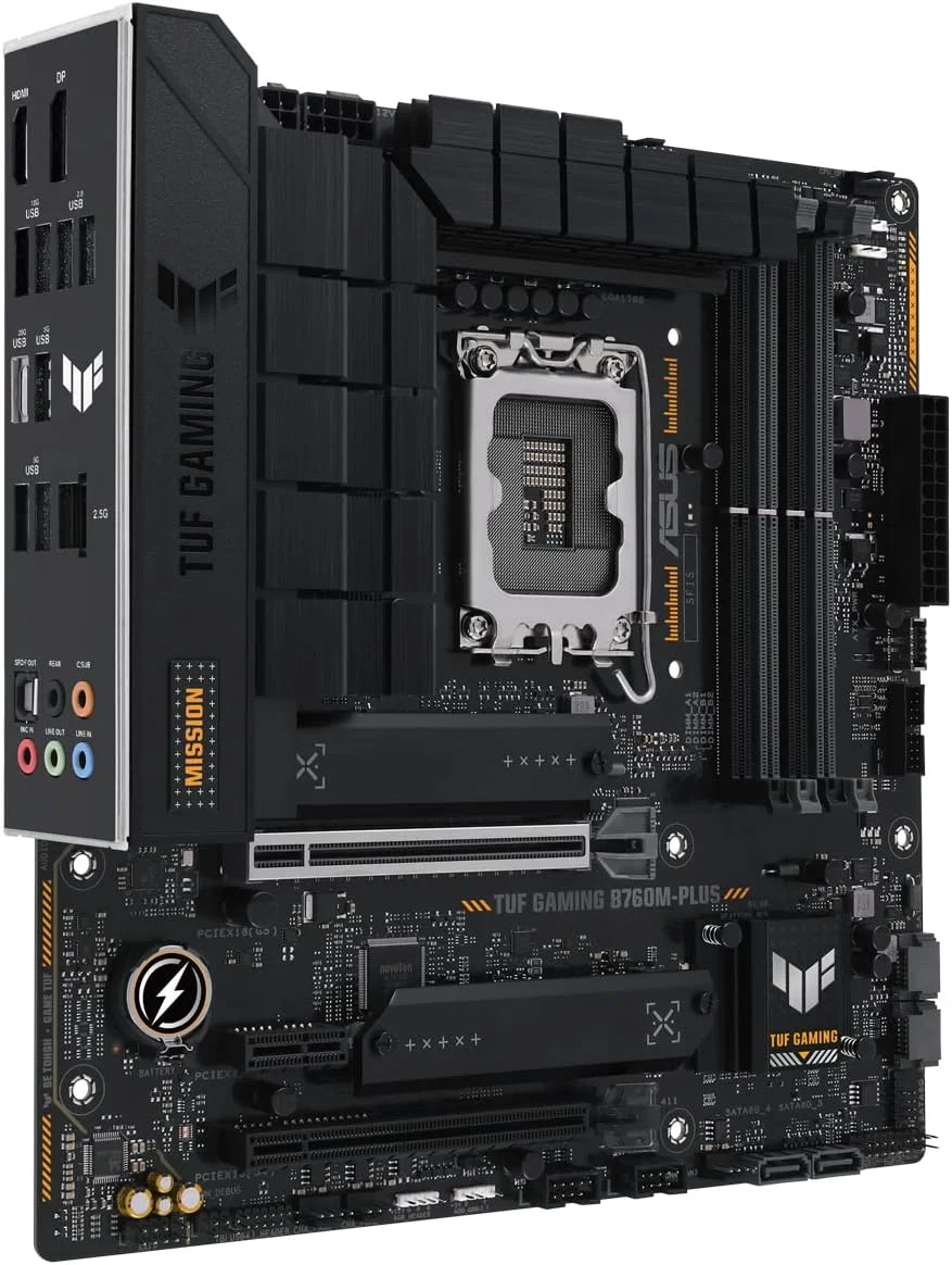مادربرد ایسوس TUF GAMING B760M-PLUS، چیپست Intel B760، سوکت 1700، Micro ATX، چهار اسلات DDR5، HDMI، DP، LAN 2.5G، PCIe5، دو عدد M.2 مادربرد ایسوس TUF GAMING B760M-PLUS، چیپست Intel B760، سوکت 1700، Micro ATX، چهار اسلات DDR5، HDMI، DP، LAN 2.5G، PCIe5، دو عدد M.2